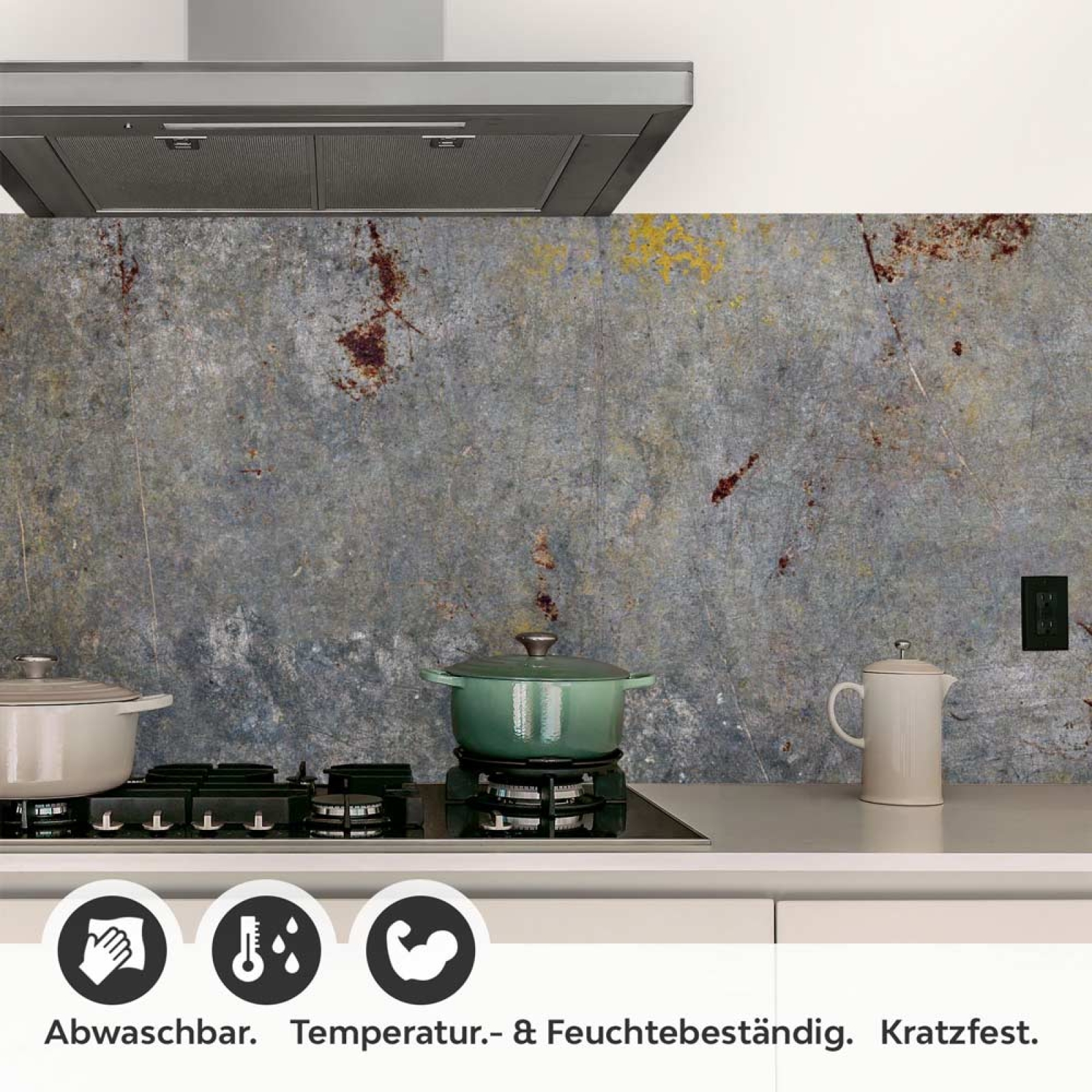 Küchenrückwand Folie Vintage Beton & Rost - Zeitloser Charme Detailbild 1
