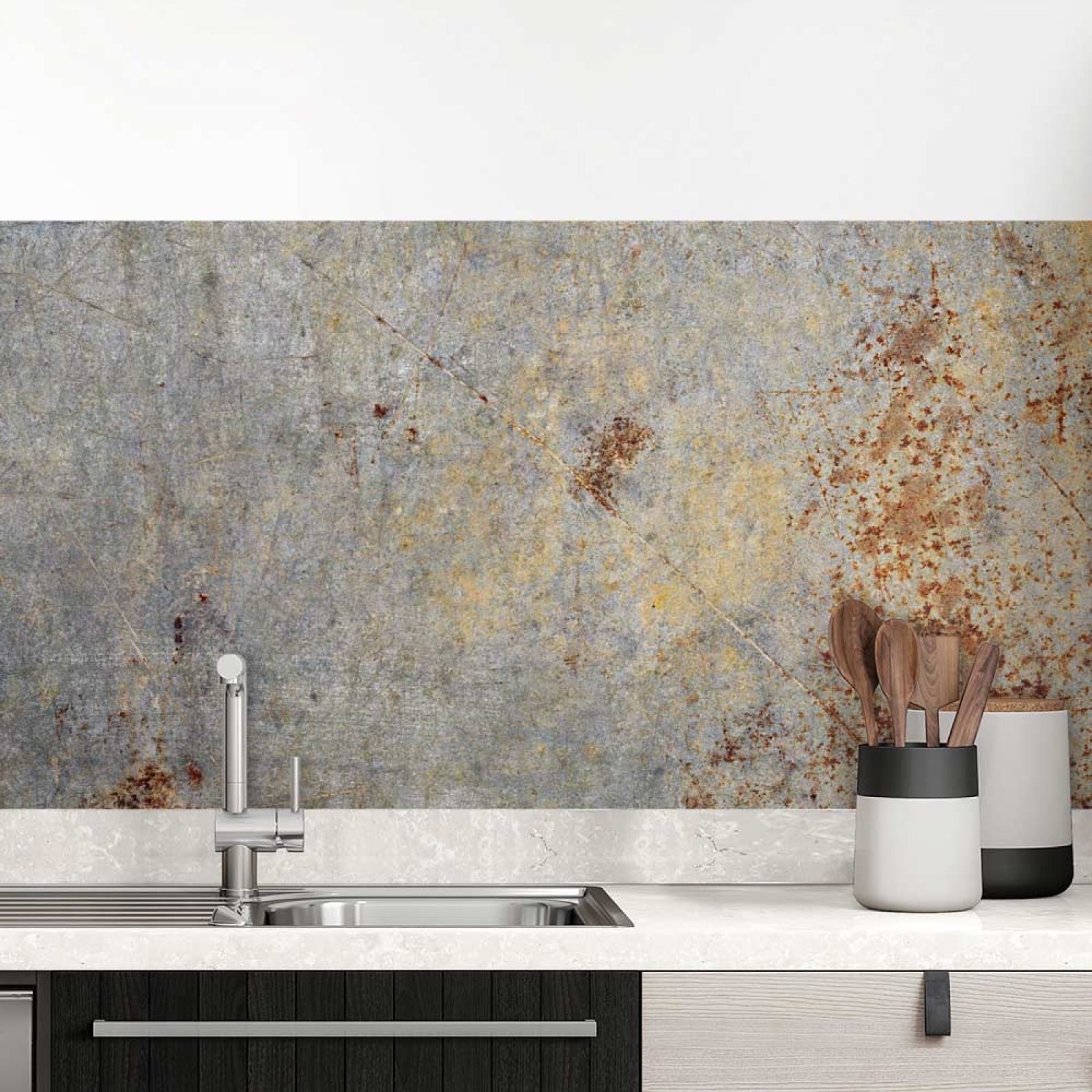 Küchenrückwand Folie Vintage Beton & Rost - Zeitloser Charme Hauptbild 1