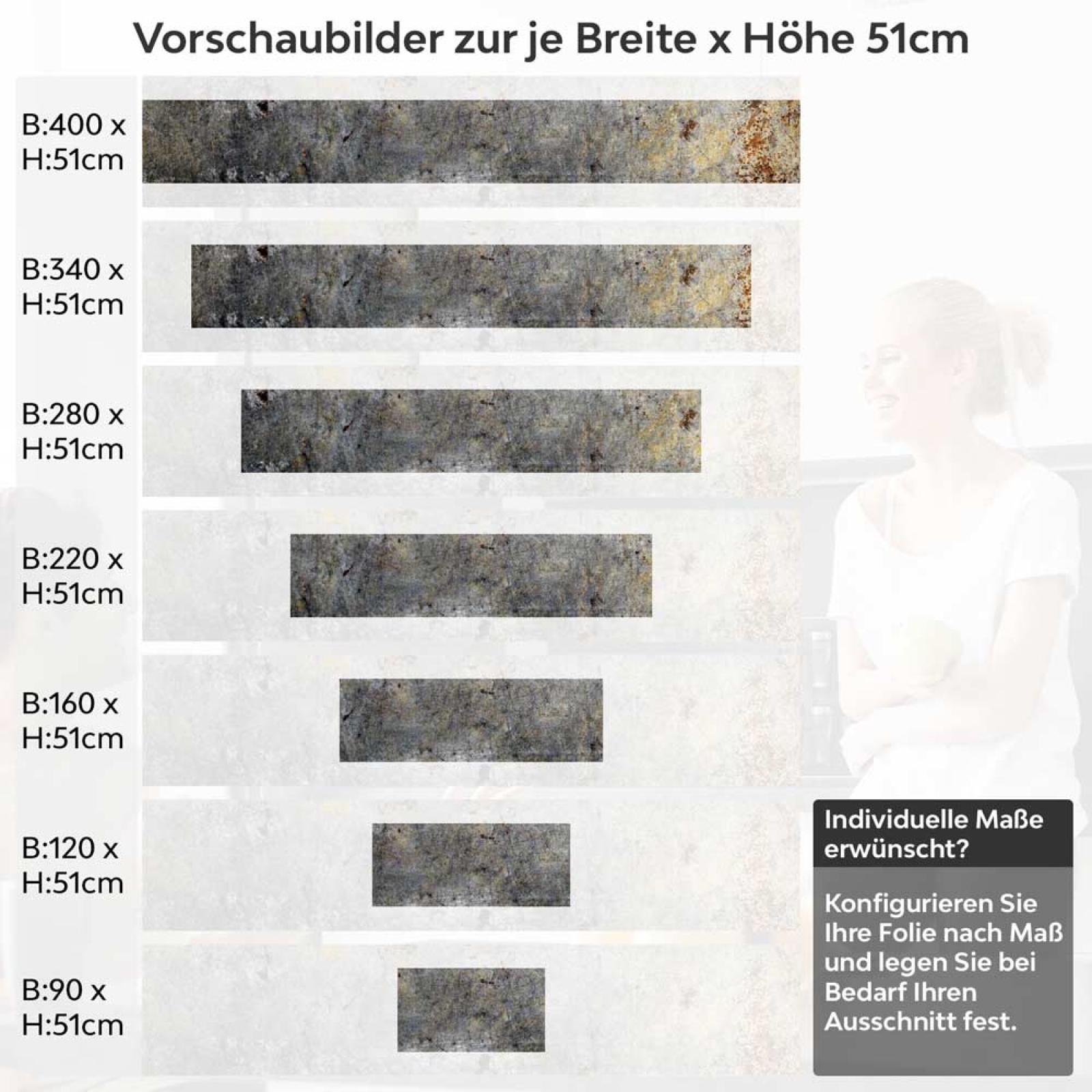 Küchenrückwand Folie Rostoptik - Für einen Loft-inspirierten Stil Höhe 51cm