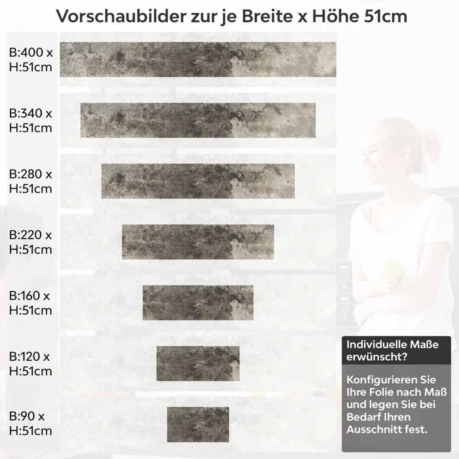 Küchenrückwand Folie Gealterter Beton - Der perfekte Industrial-Look Höhe 51cm