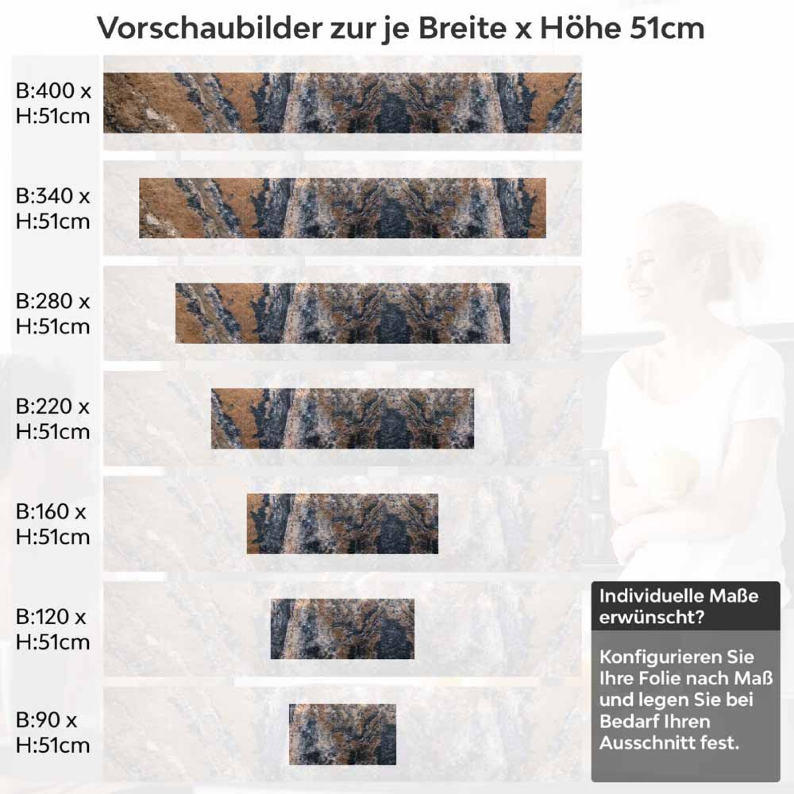 Küchenrückwand Folie Antike Steinoptik - Farbspiel in Erdtönen Höhe 51cm
