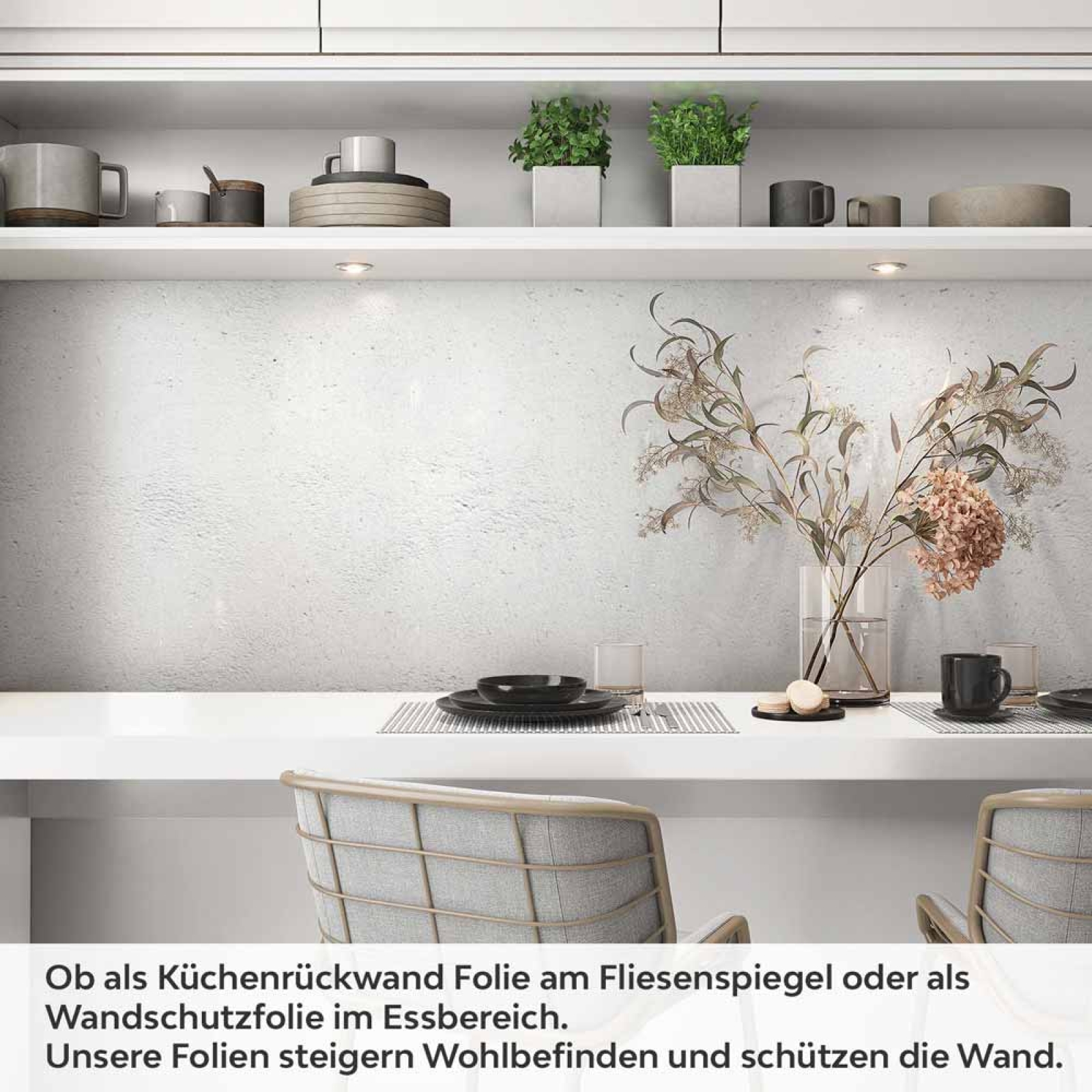 Küchenrückwand Folie Hellgrau Beton Struktur Artikelbild 1