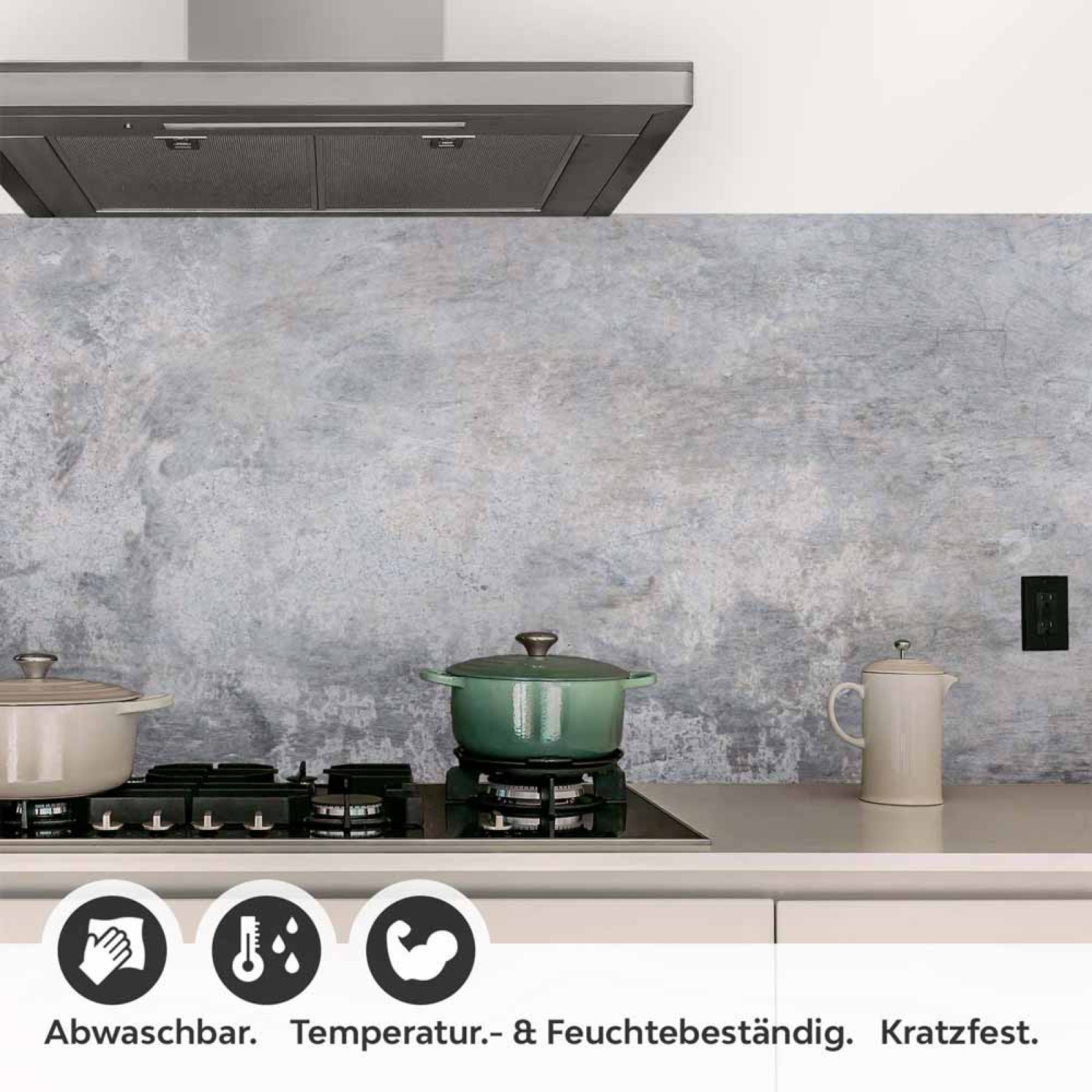 Küchenrückwand Folie Betondesign - Urbaner Look in Grau-Blau Nuancen Detailbild 1