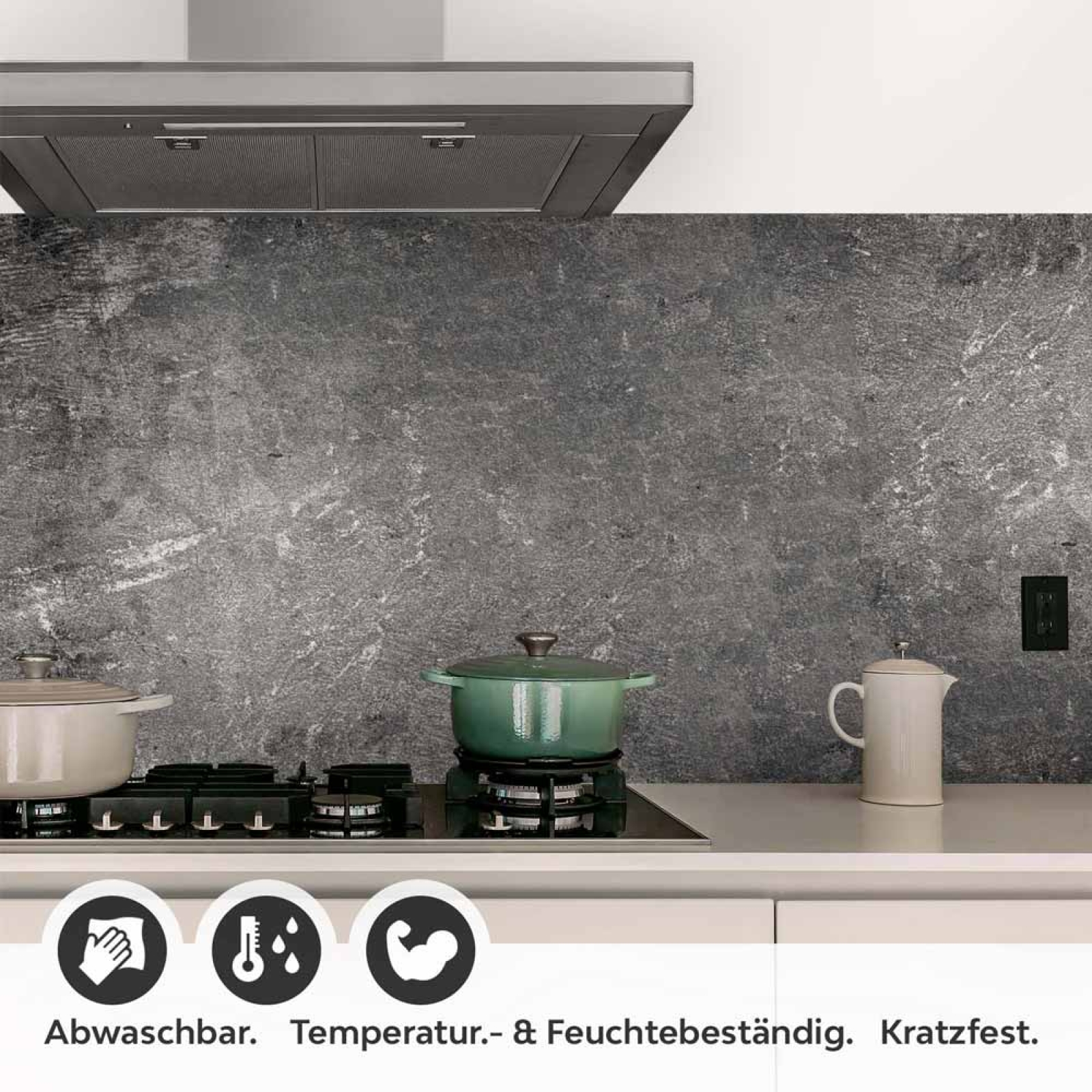 Küchenrückwand Folie Dunkler Beton - Industrielle Loft Ambiente Detailbild 1