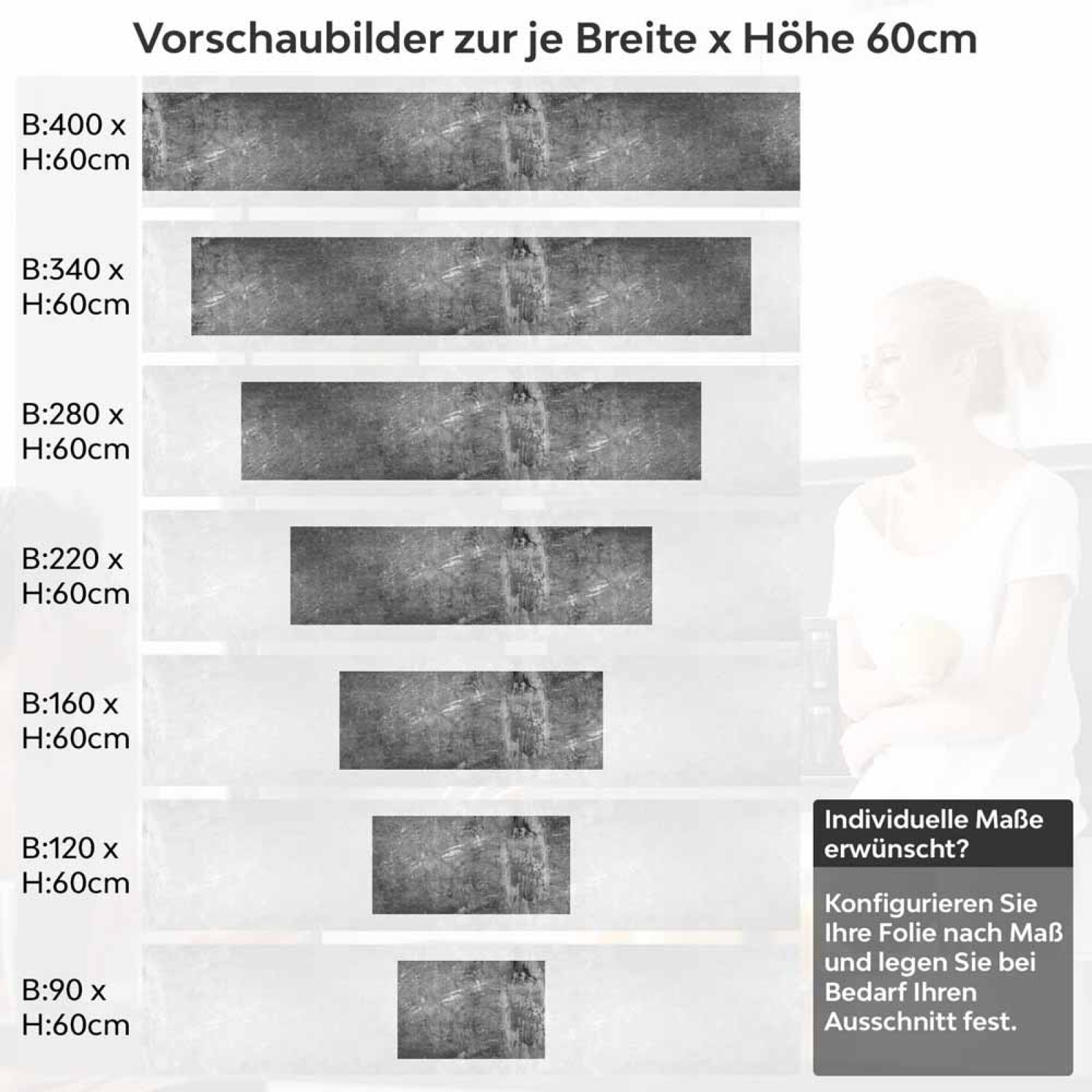 Küchenrückwand Folie Dunkler Beton - Industrielle Loft Ambiente Höhe 60cm