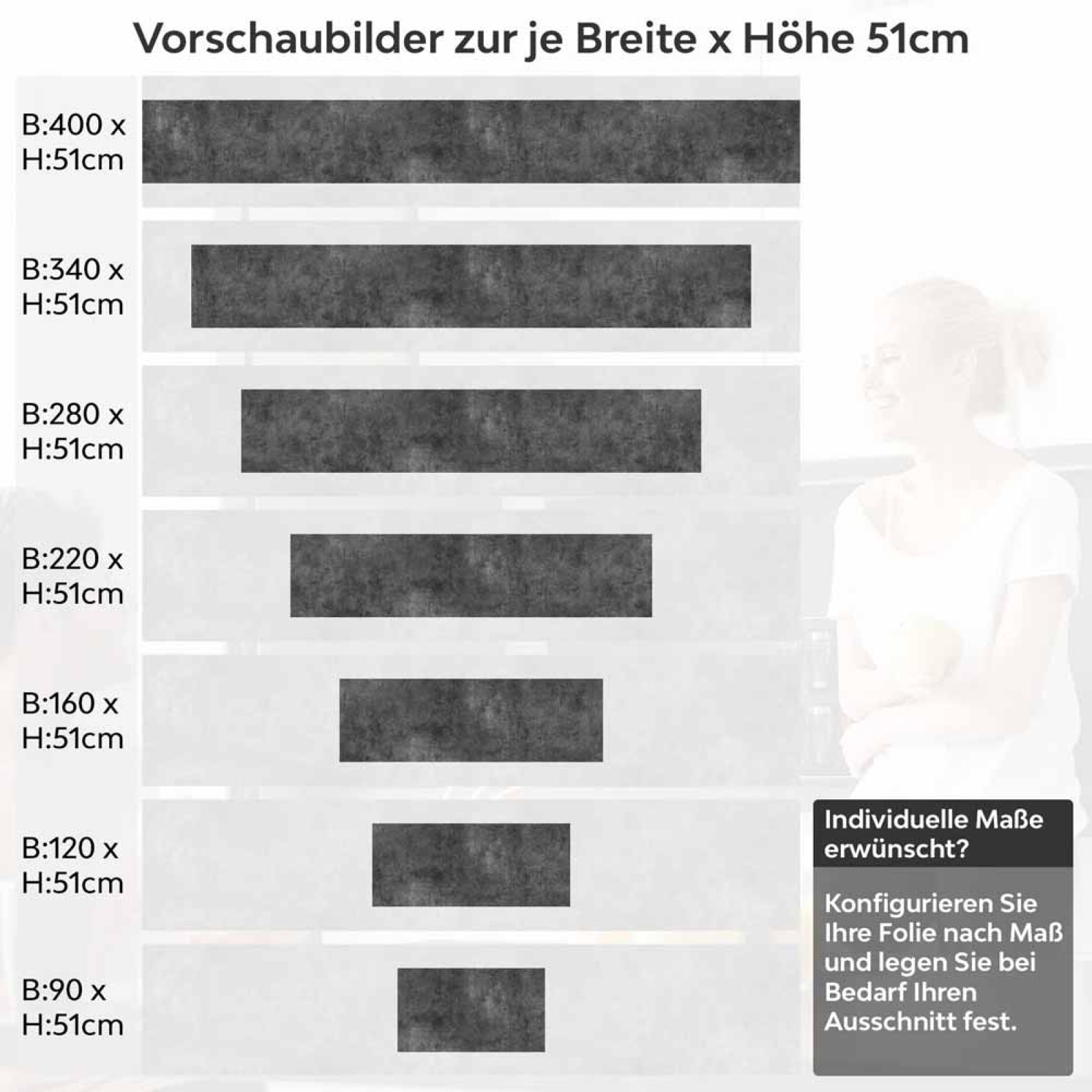 Küchenrückwand Folie Tiefgrauer Betonwand Höhe 51cm