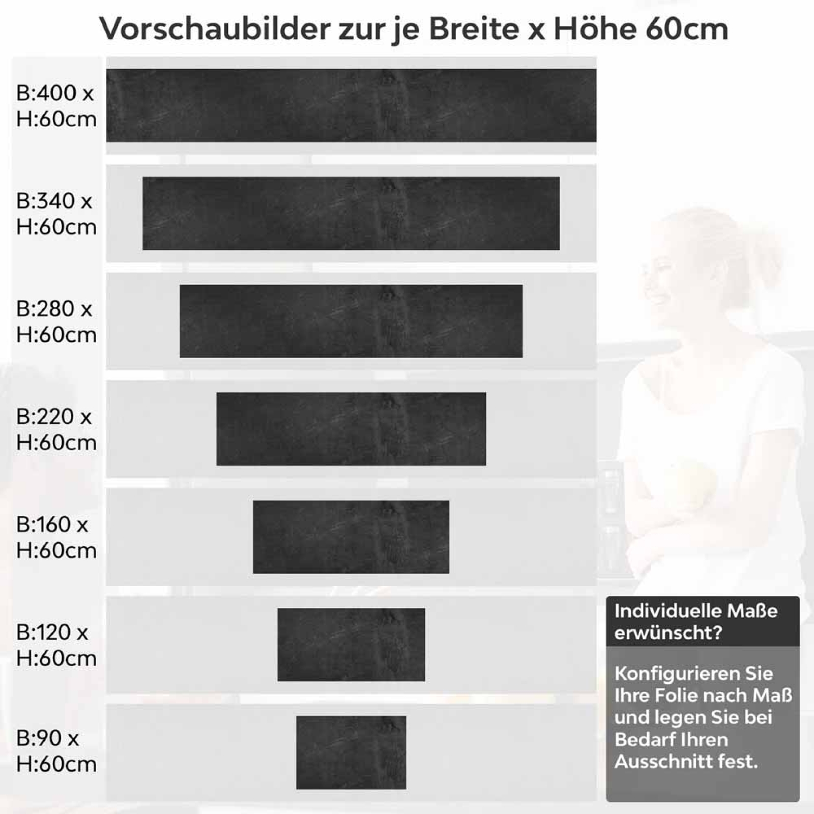 Küchenrückwand Folie Anthrazit Betonoptik - Luxus Küchendesigns Höhe 60cm