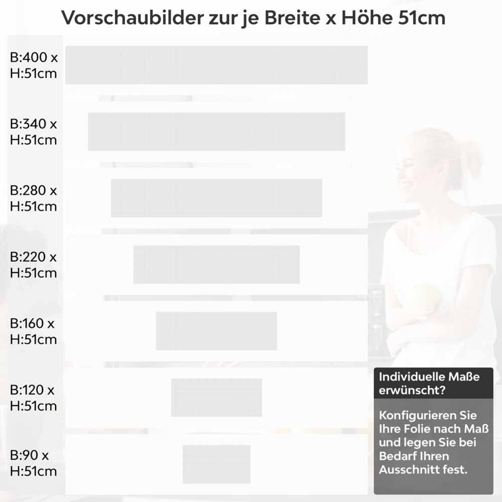 Küchenrückwand Folie Fliesen Kacheln Variantenauswahl Vorschaubild  Höhe 51cm