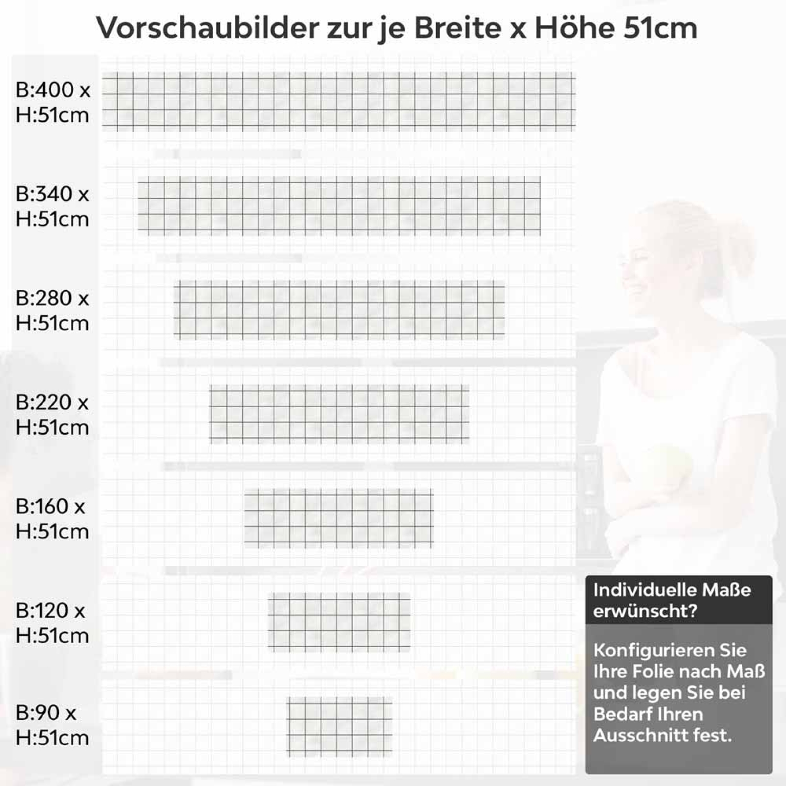 Küchenrückwand Folie Fliesen mit schmalen Fugen Höhe 51cm