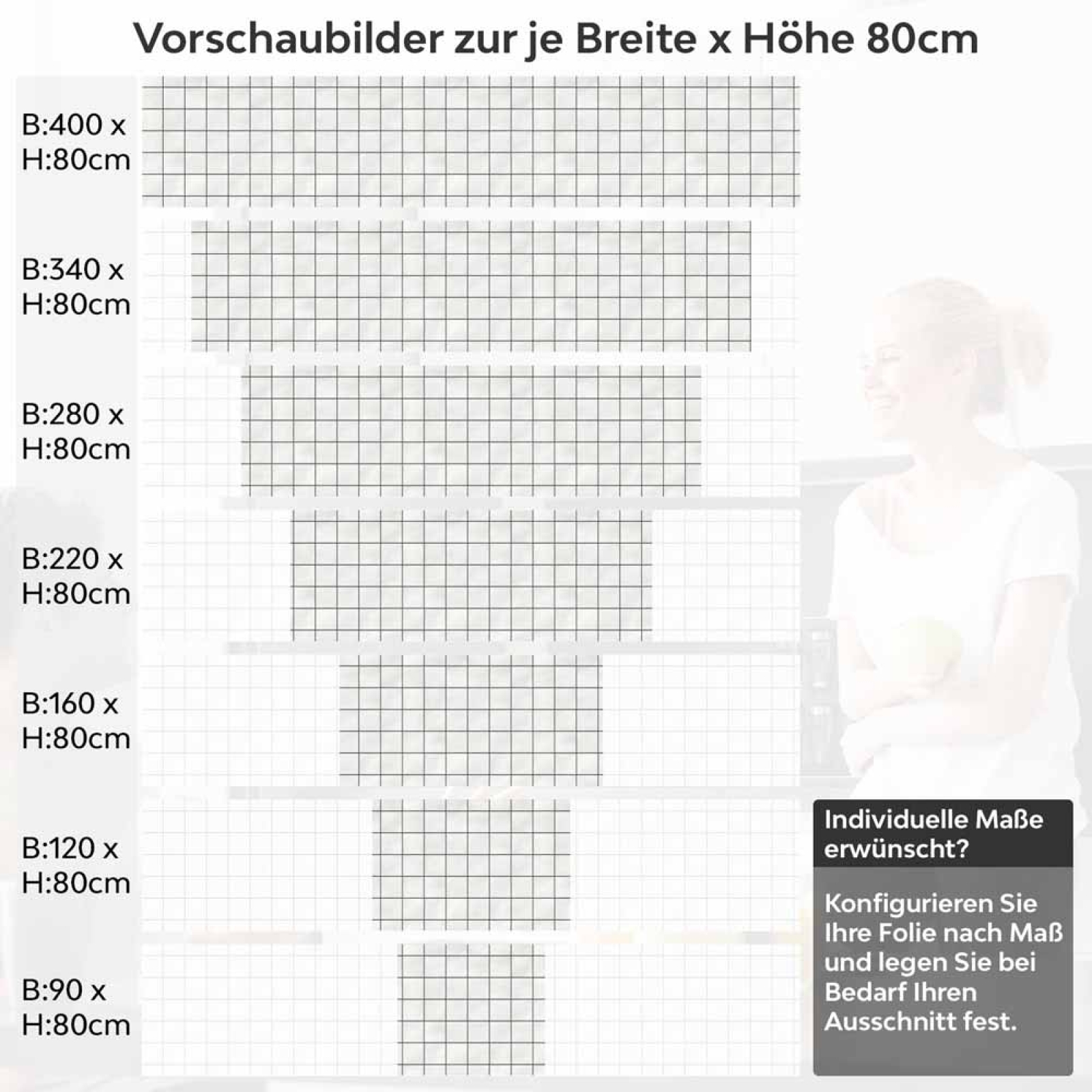 Küchenrückwand Folie Fliesen mit schmalen Fugen Höhe 80cm