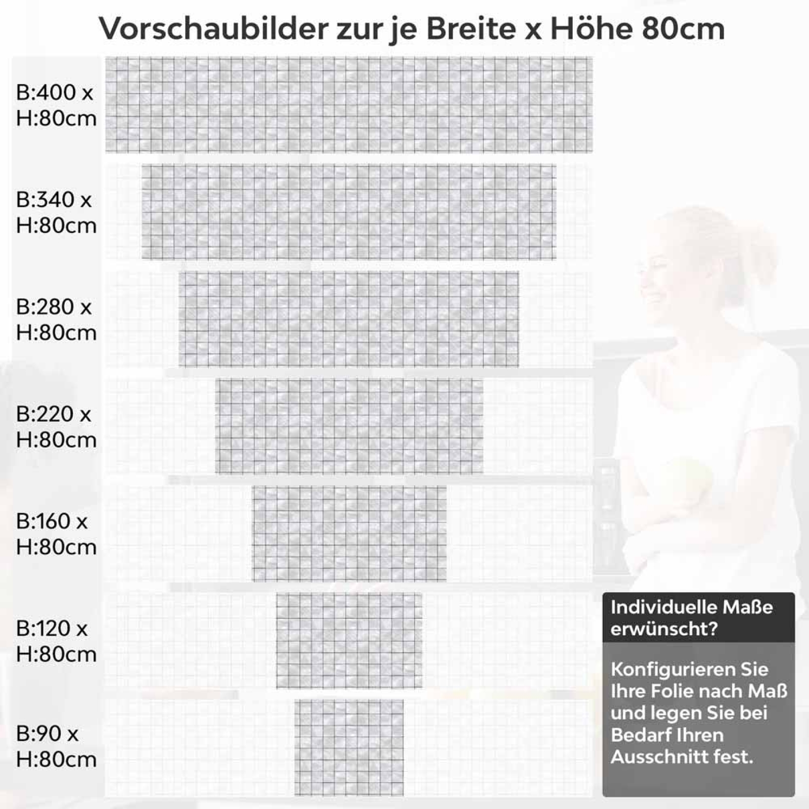 Küchenrückwand Folie Granitfliesen Variantenauswahl Vorschaubild  Höhe 80cm