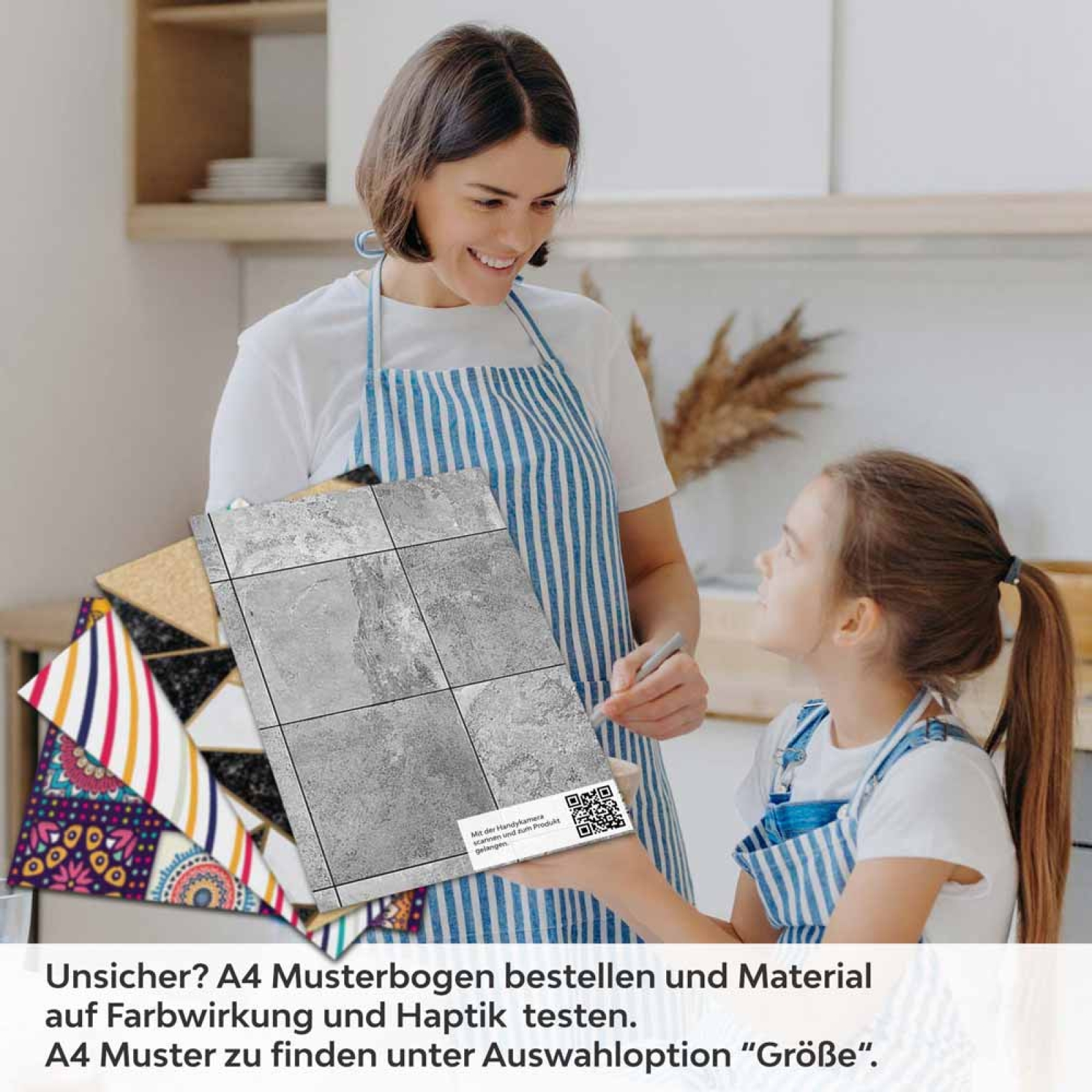 Küchenrückwand Folie Betonfliesen - Fliesenoptik für ein trendiges Ambiente A4 Muster