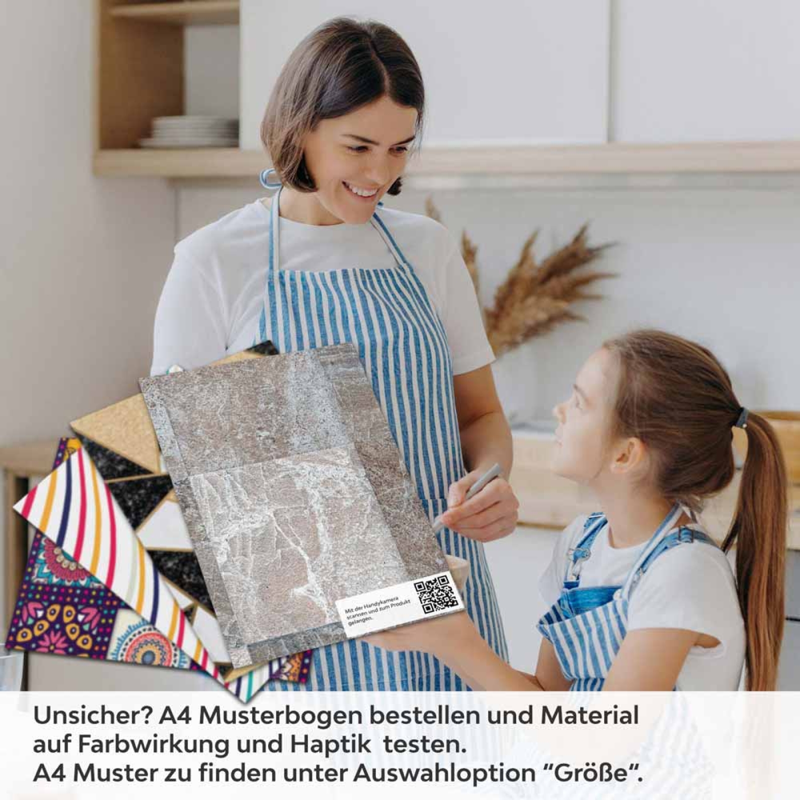 Küchenrückwand Folie rustikale Fliesen - Erdige Farben mit Steinstruktur A4 Muster