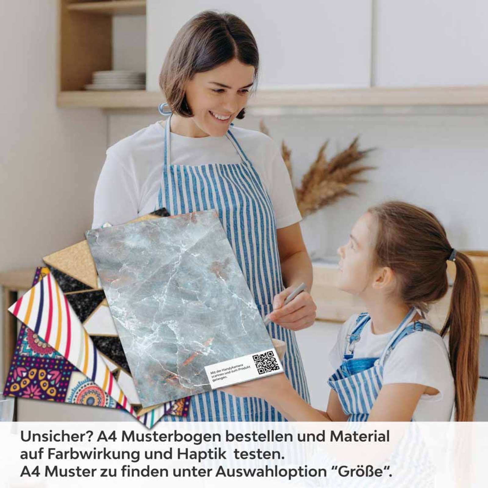 Küchenrückwand Folie abstrakte Marmorstruktur in Blautönen A4 Muster