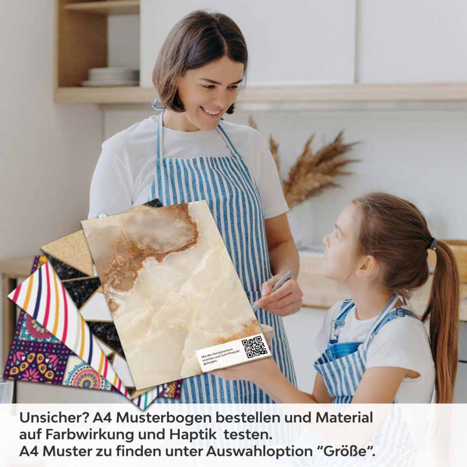 Küchenrückwand Folie Marmoroptik in beige & braun - Luxuriös und warm A4 Muster