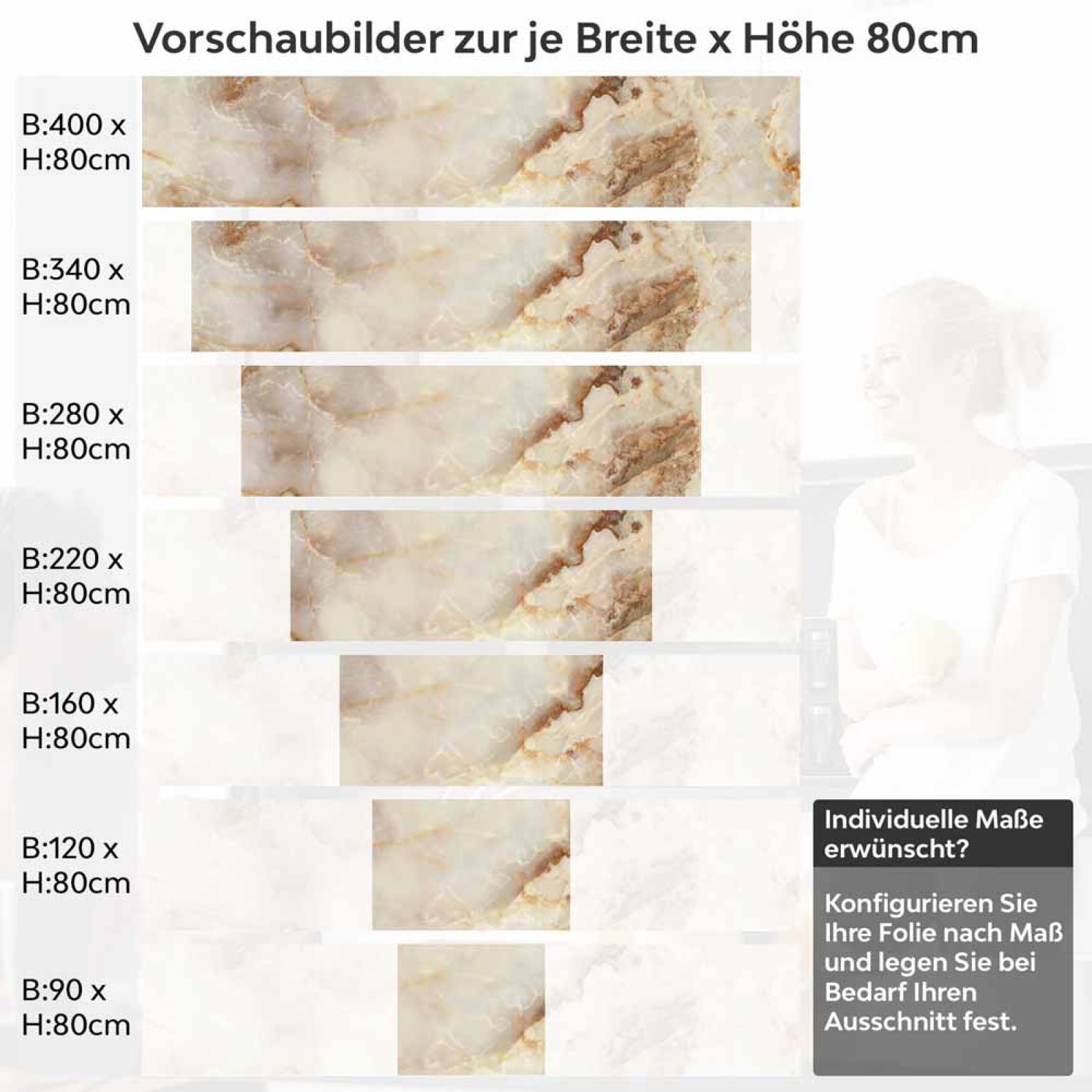 Küchenrückwand Folie Marmoroptik in beige & braun - Luxuriös und warm Höhe 80cm