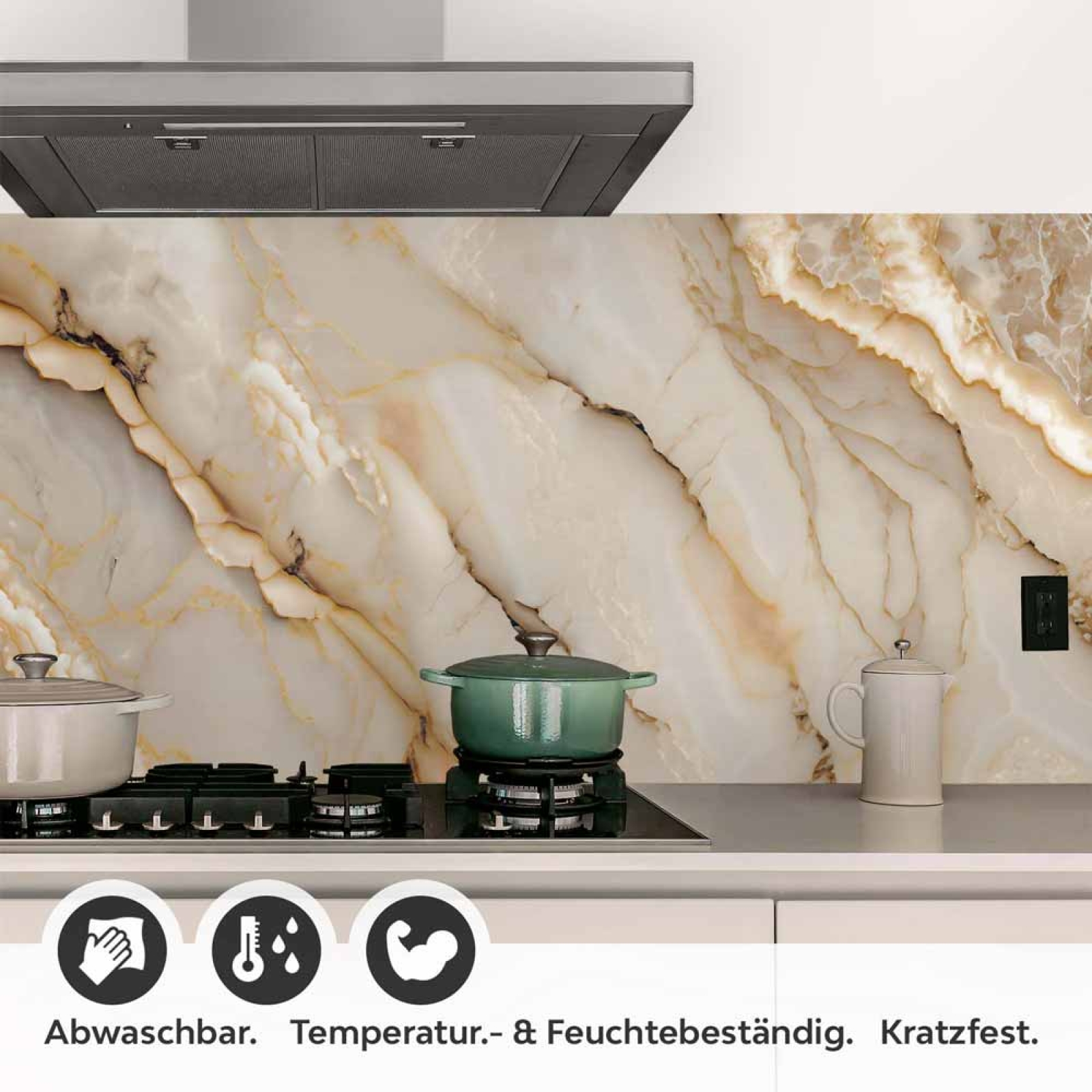 Küchenrückwand Folie Exklusiver Marmorlook - Luxuriöse Küchengestaltung Detailbild 1