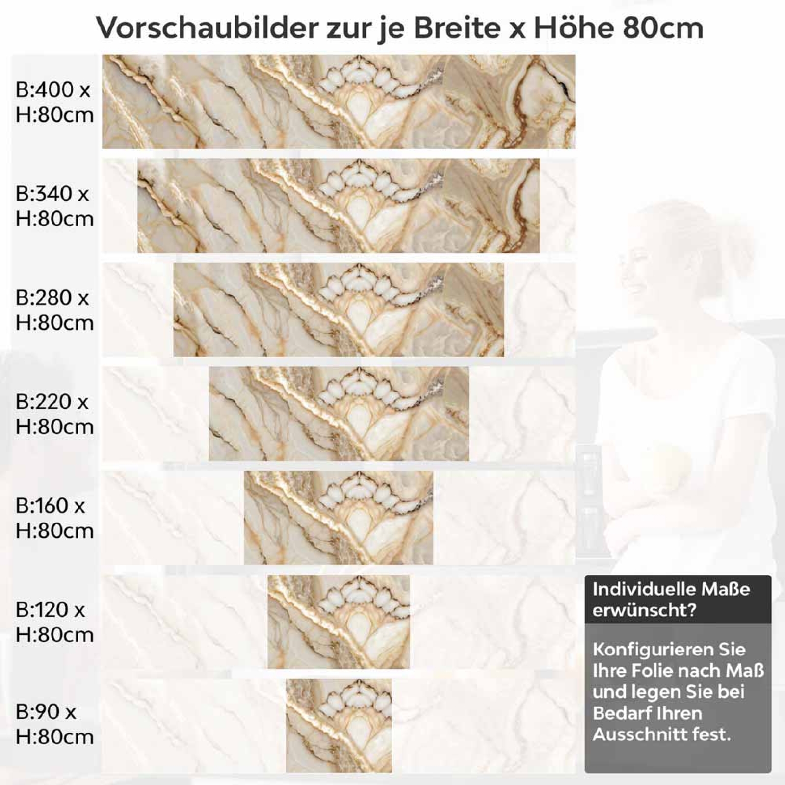 Küchenrückwand Folie Exklusiver Marmorlook - Luxuriöse Küchengestaltung Höhe 80cm