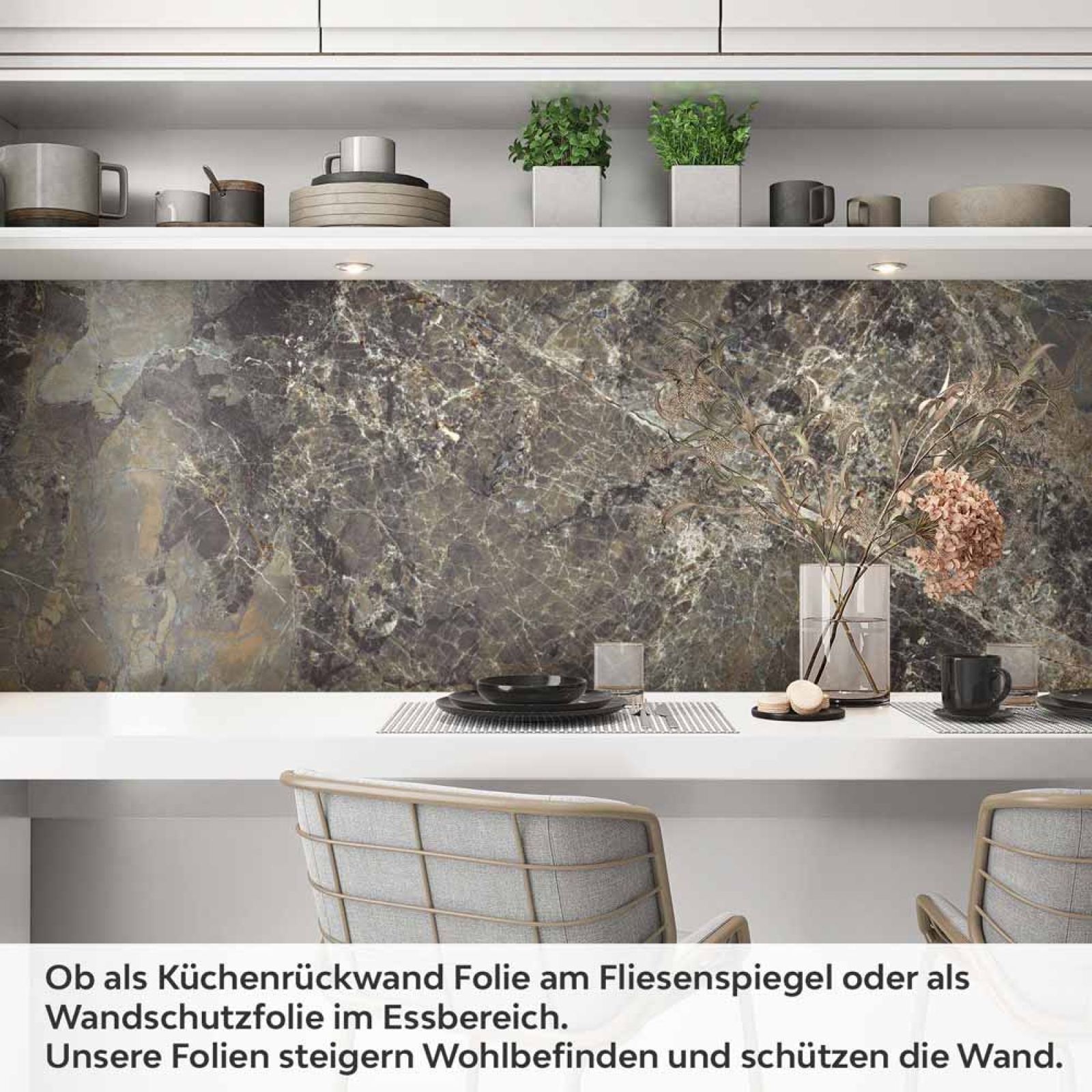 Küchenrückwand Folie brauner Naturstein-Marmor Artikelbild 1