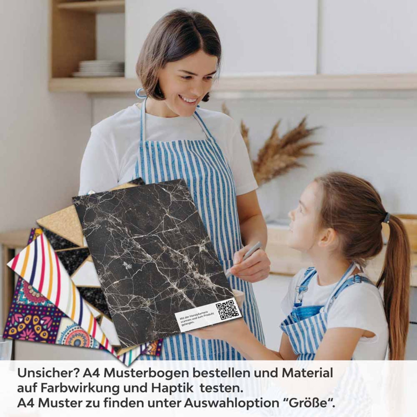 Küchenrückwand Folie Schwarz-Braun Marmordesign A4 Muster