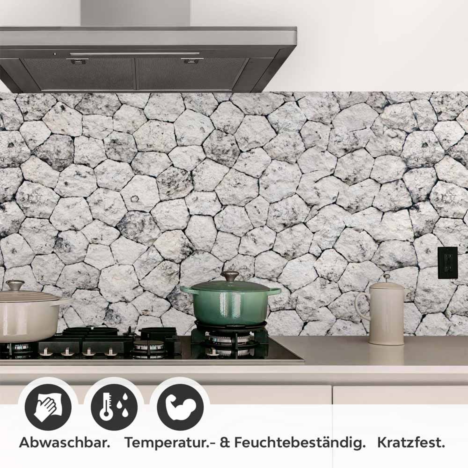 Küchenrückwand Folie Landhausstil Steinoptik Detailbild 1