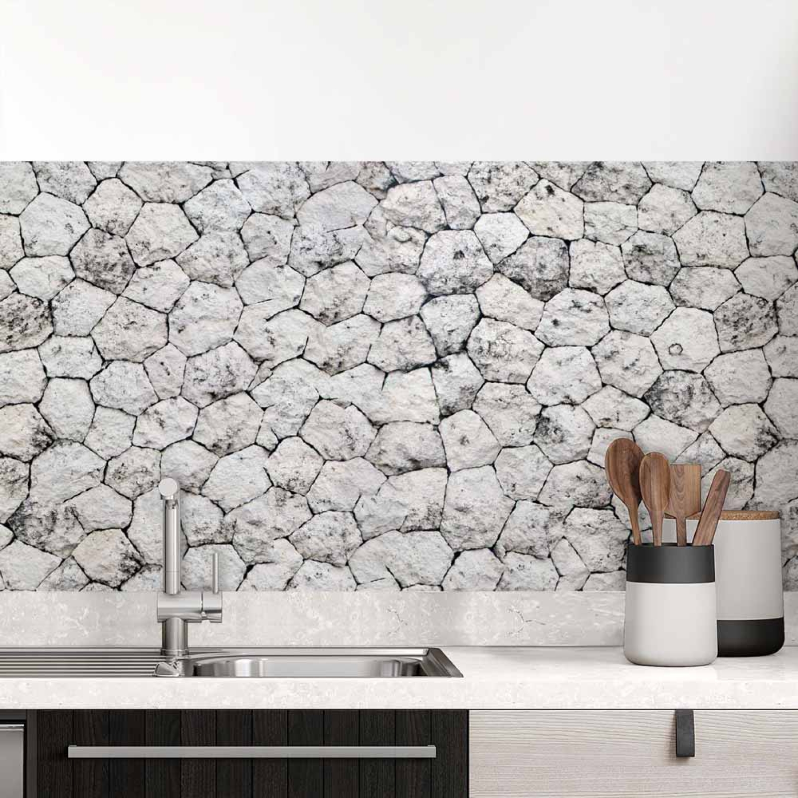 Küchenrückwand Folie Landhausstil Steinoptik Hauptbild 1