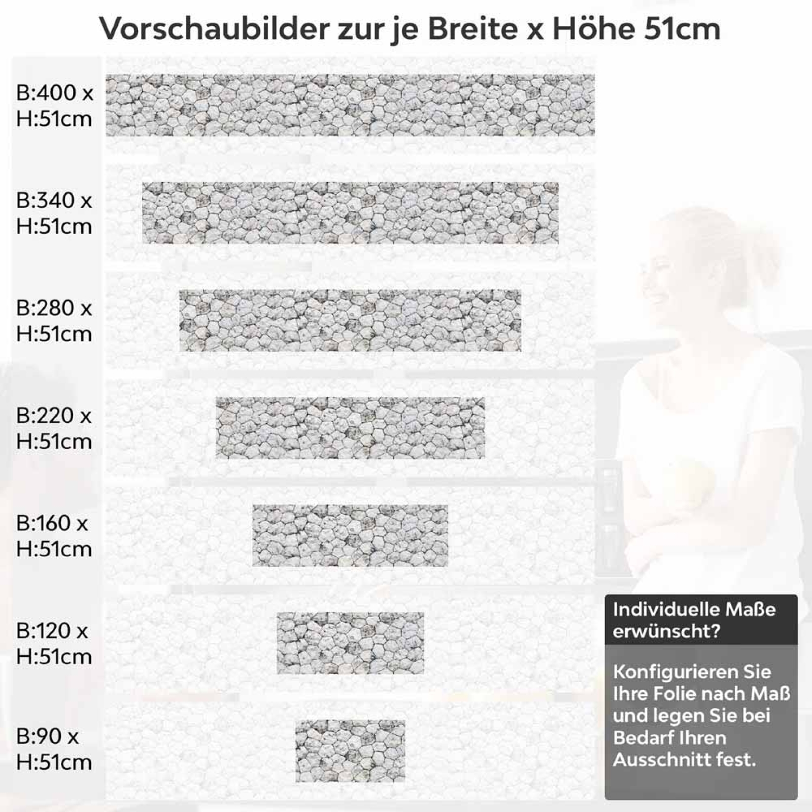Küchenrückwand Folie Landhausstil Steinoptik Höhe 51cm