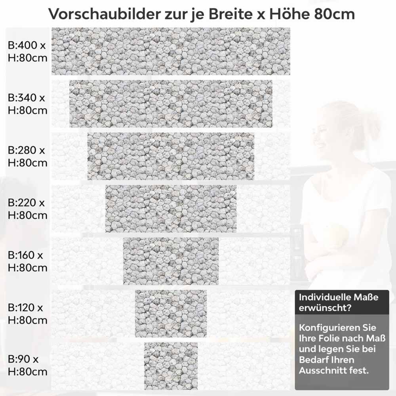 Küchenrückwand Folie Landhausstil Steinoptik Höhe 80cm