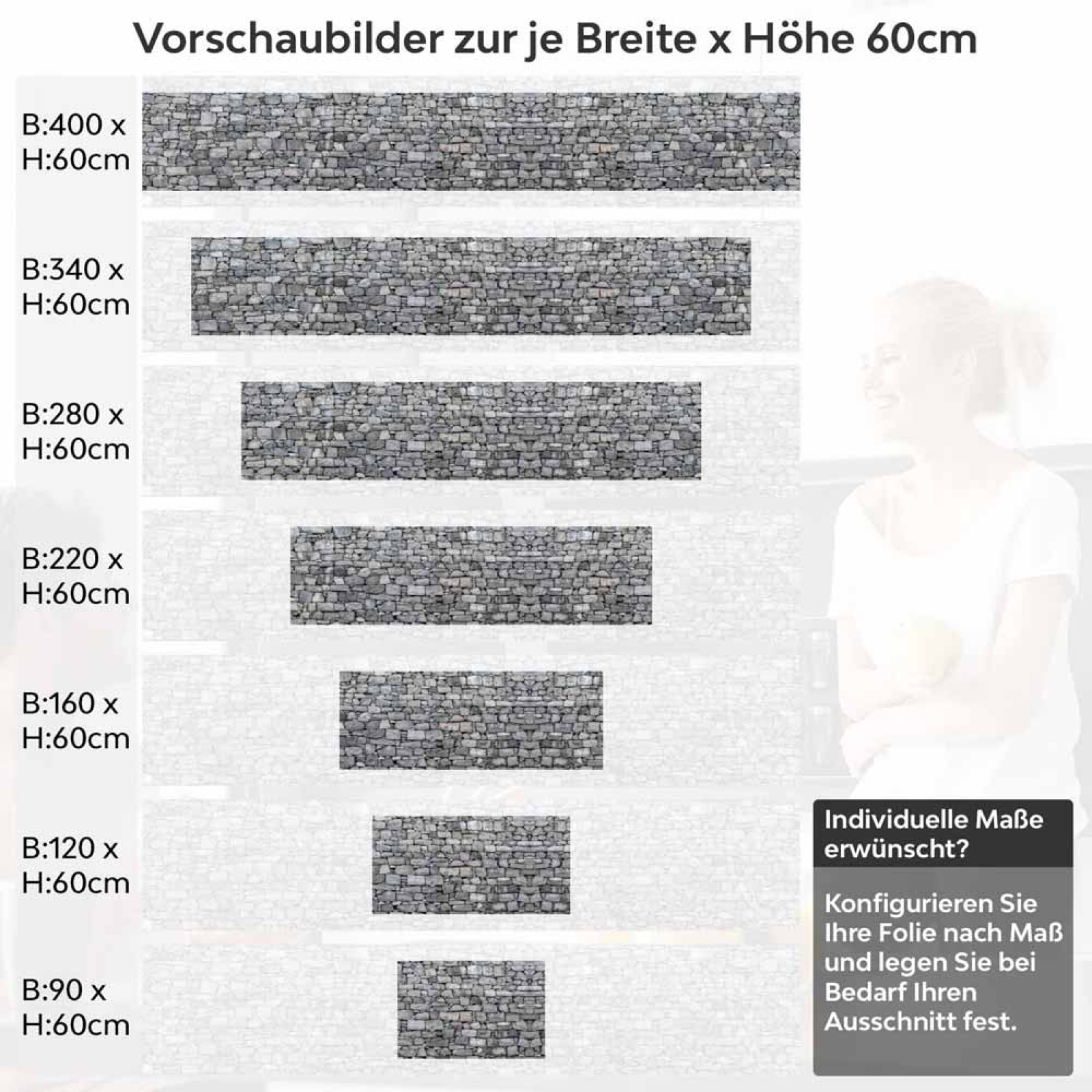Küchenrückwand Folie traditionelle Steinmauer Höhe 60cm