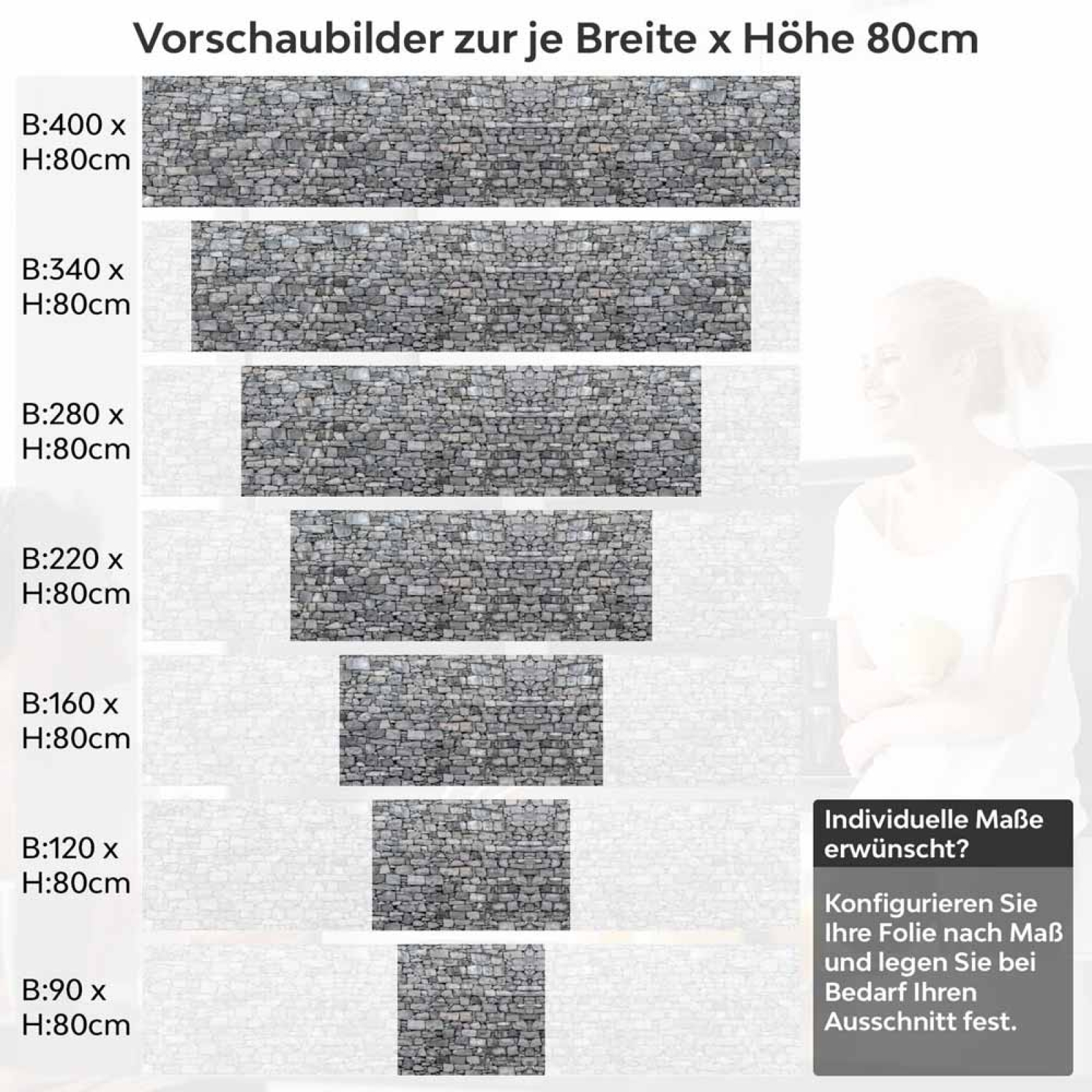 Küchenrückwand Folie traditionelle Steinmauer Höhe 80cm