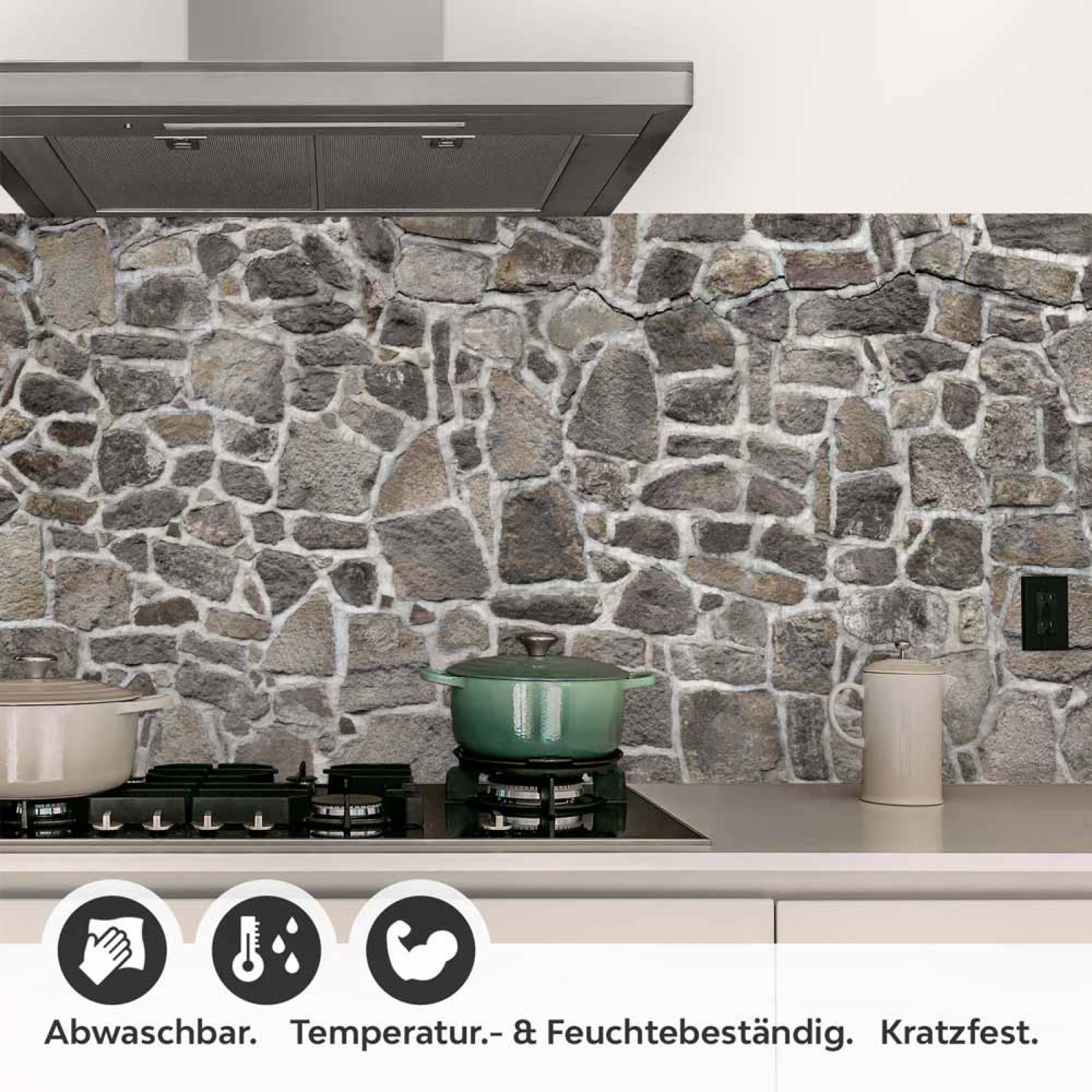 Küchenrückwand Folie Mauerdesign - Perfekt für Landhausküchen Detailbild 1