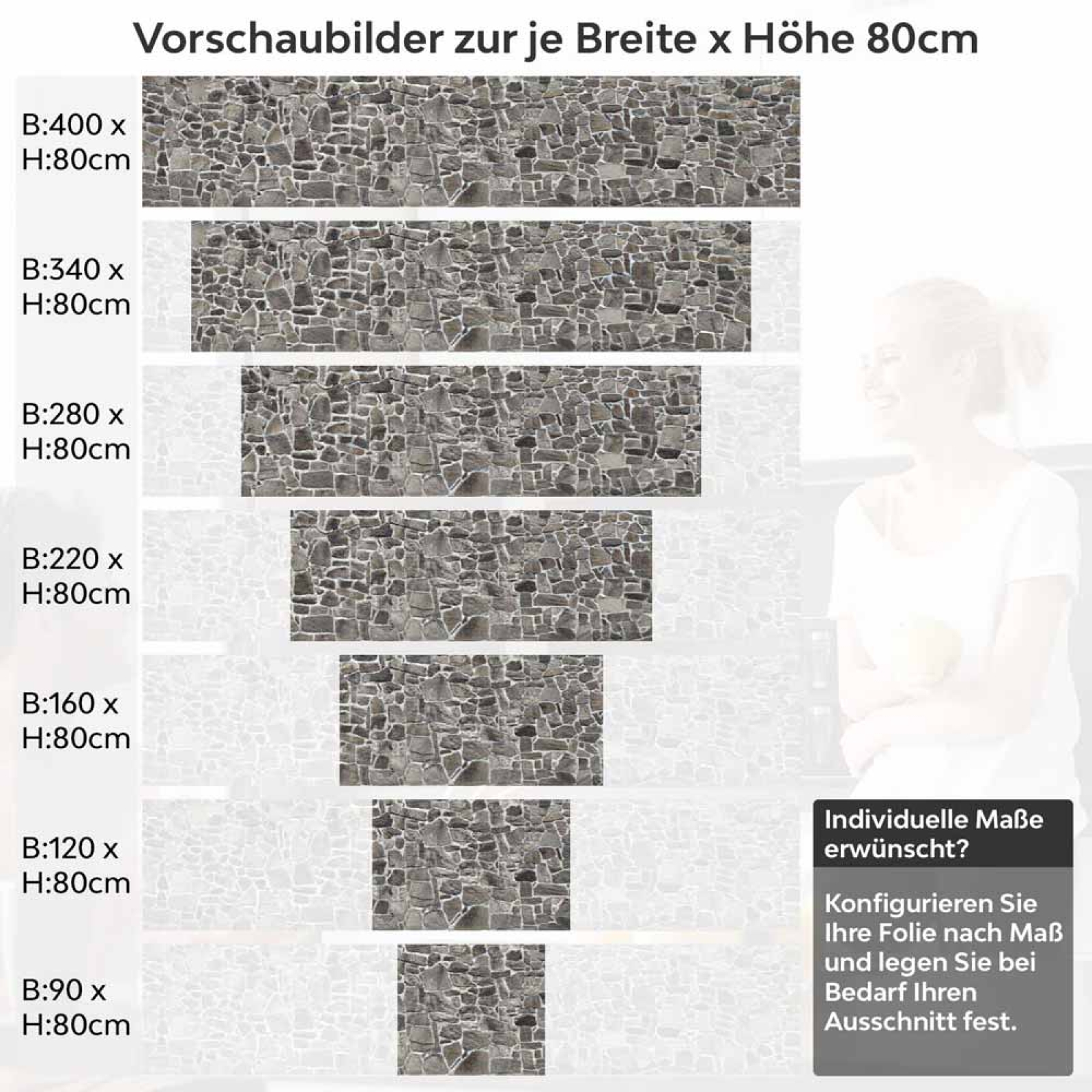 Küchenrückwand Folie Mauerdesign - Perfekt für Landhausküchen Höhe 80cm