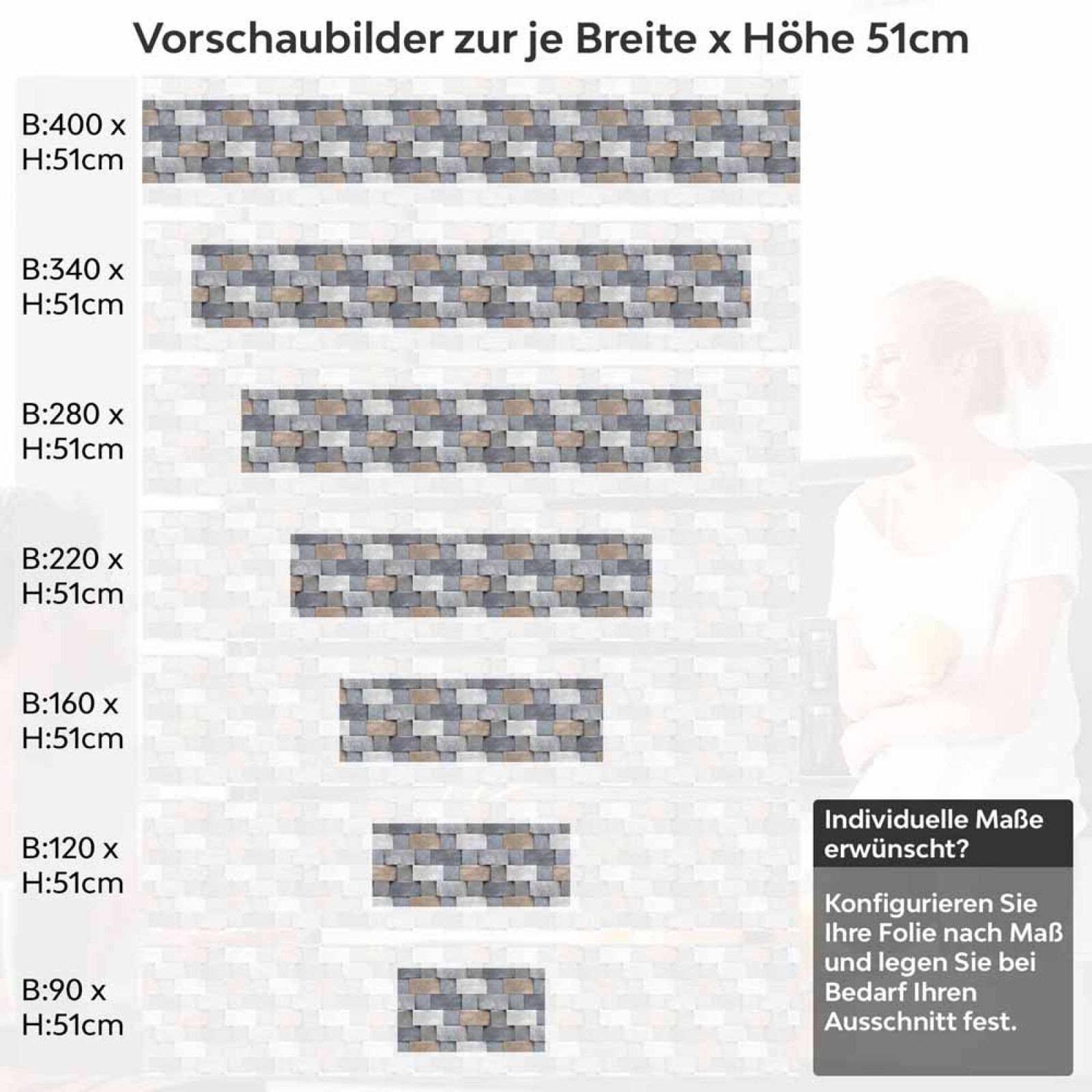 Küchenrückwand Folie strukturierte Steinoptik – Zeitloses Design Höhe 51cm