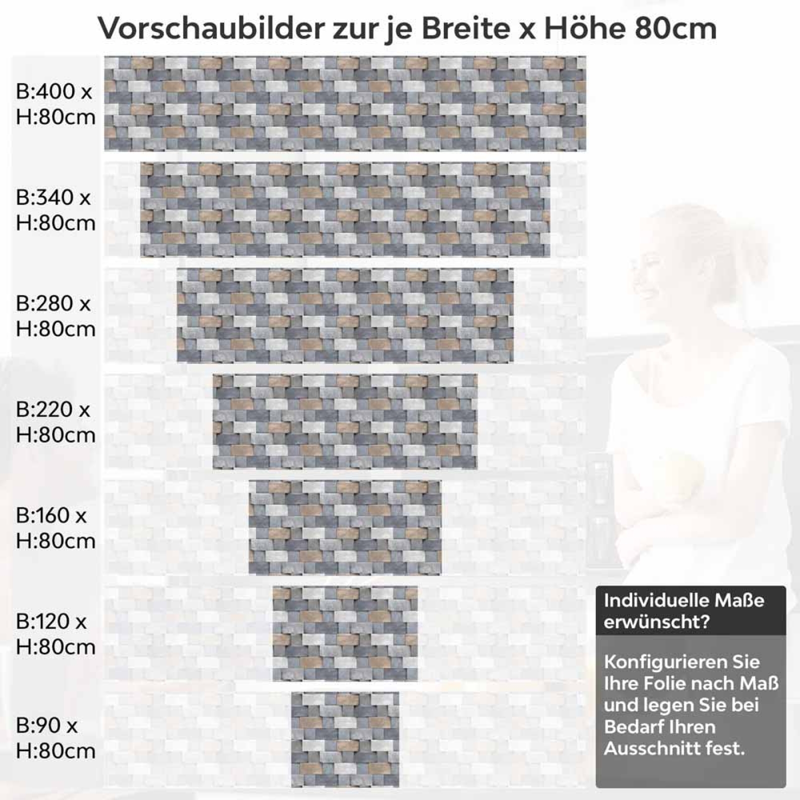 Küchenrückwand Folie strukturierte Steinoptik – Zeitloses Design Höhe 80cm