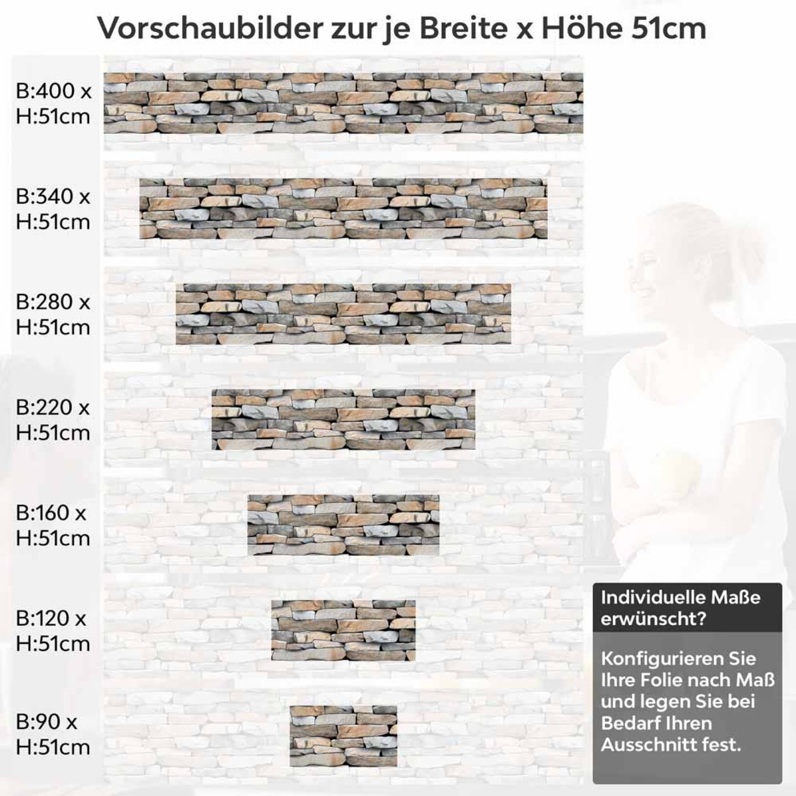 Küchenrückwand Folie Landhausmauer - Natürliches Flair für Ihre Küche Höhe 51cm