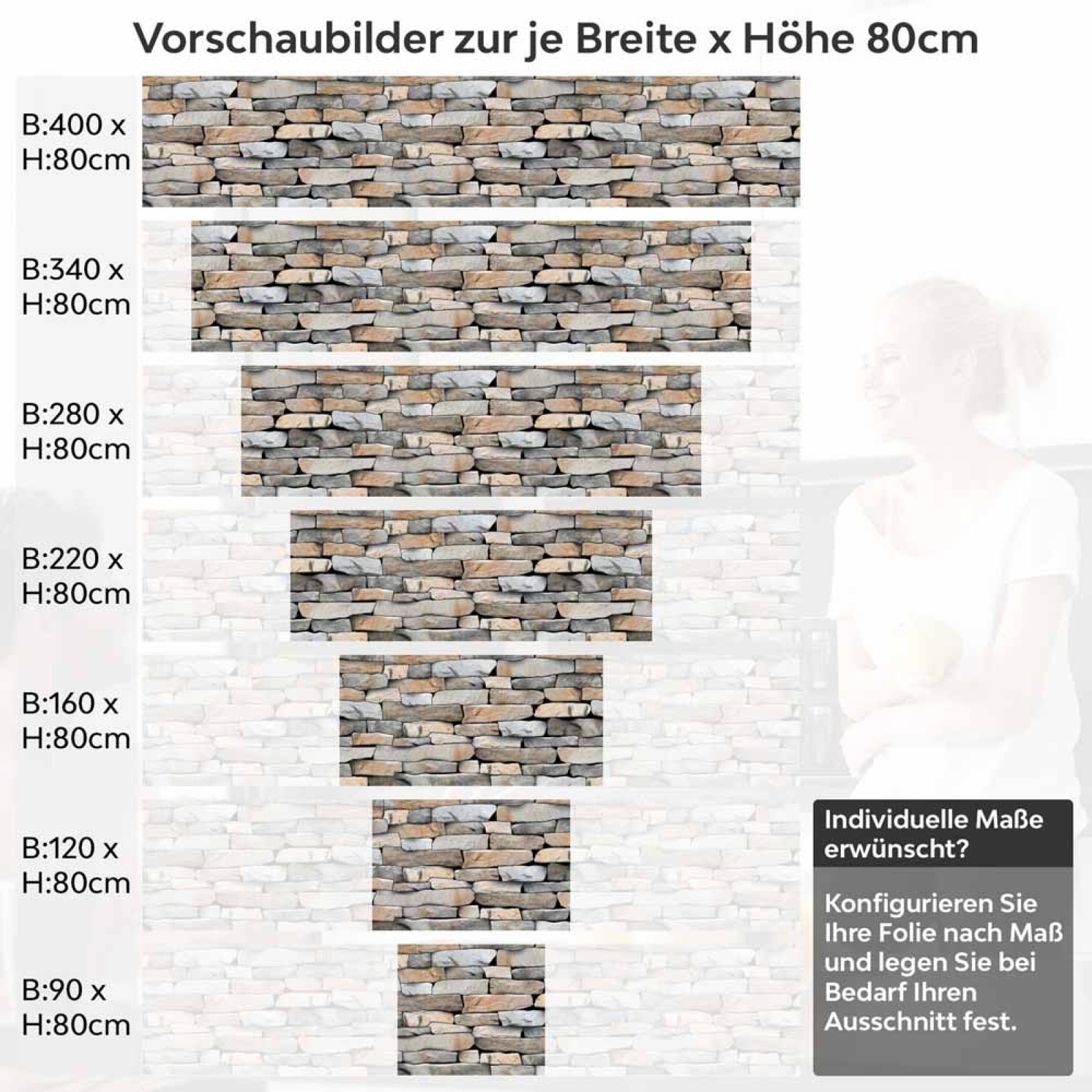 Küchenrückwand Folie Landhausmauer - Natürliches Flair für Ihre Küche Höhe 80cm