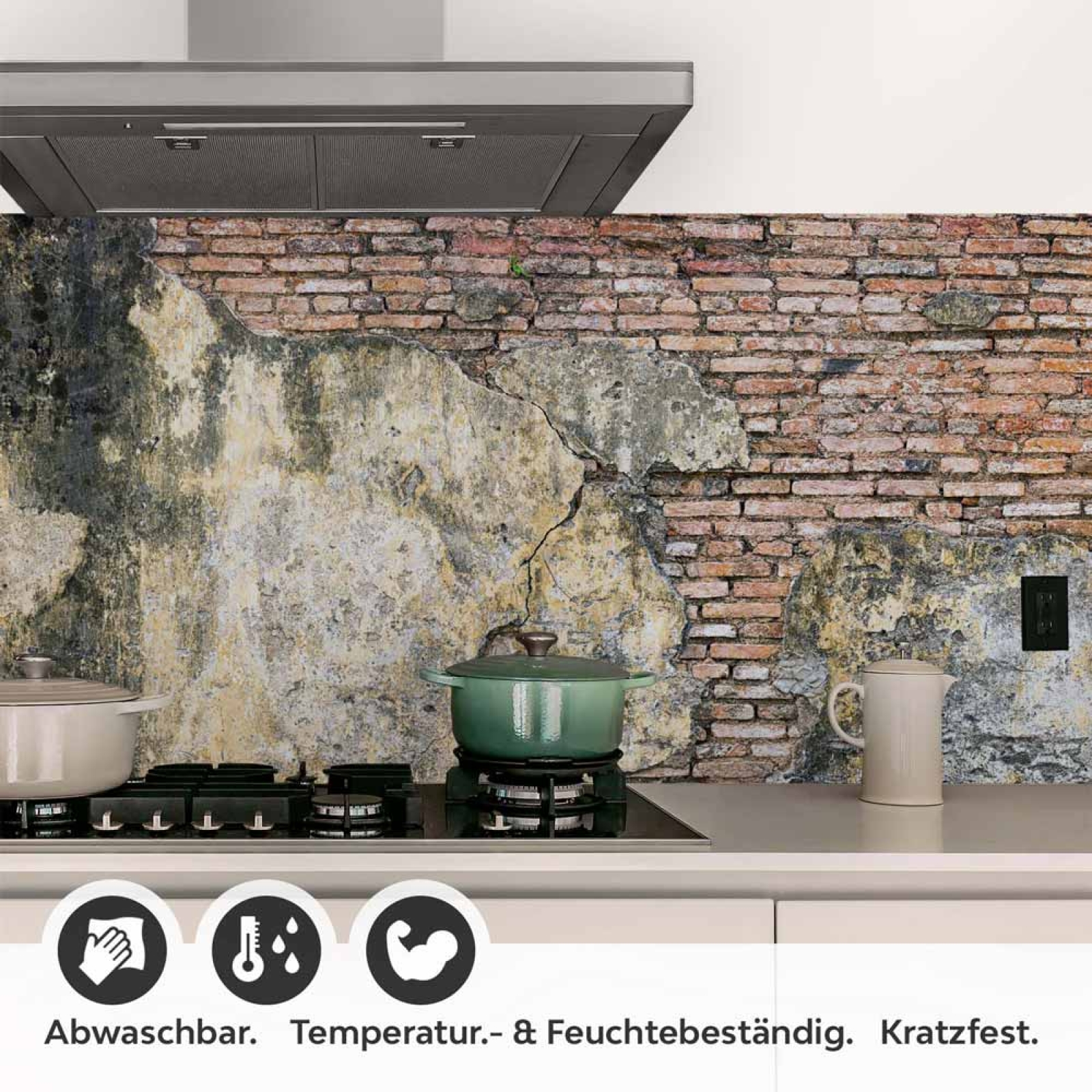 Küchenrückwand Folie verwitterte Wand - Used-Look für die Küche Detailbild 1