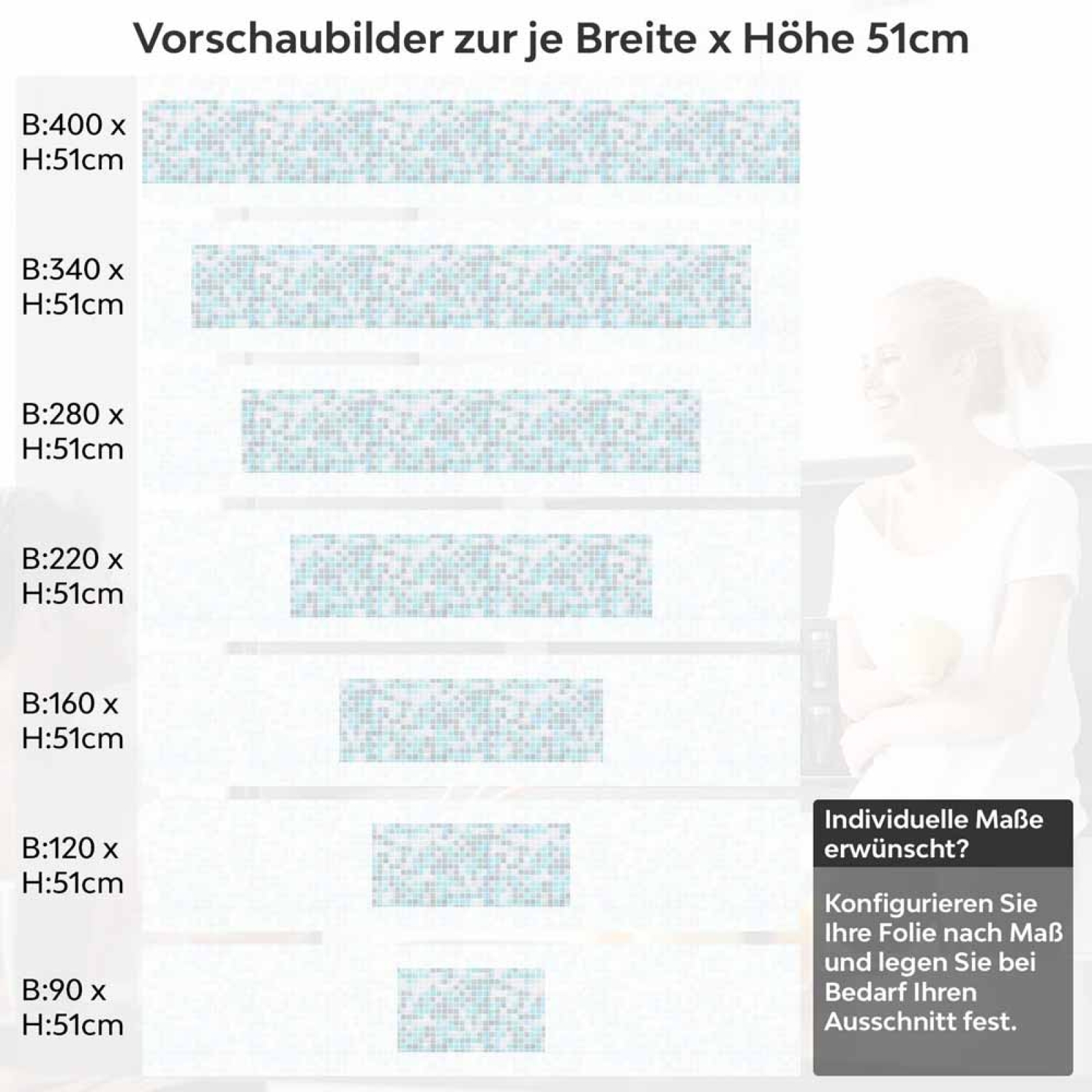 Küchenrückwand Folie Blautöne Mosaik - Maritimer Look Höhe 51cm