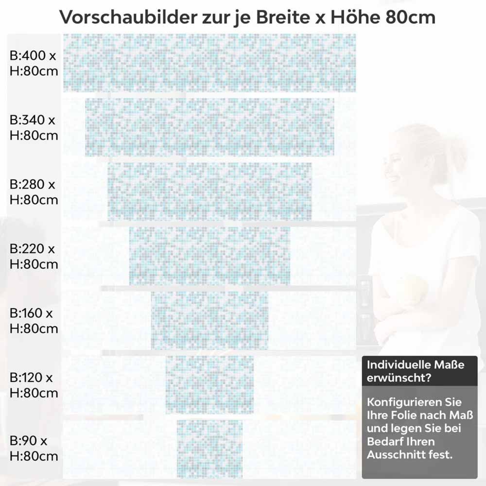 Küchenrückwand Folie Blautöne Mosaik - Maritimer Look Höhe 80cm