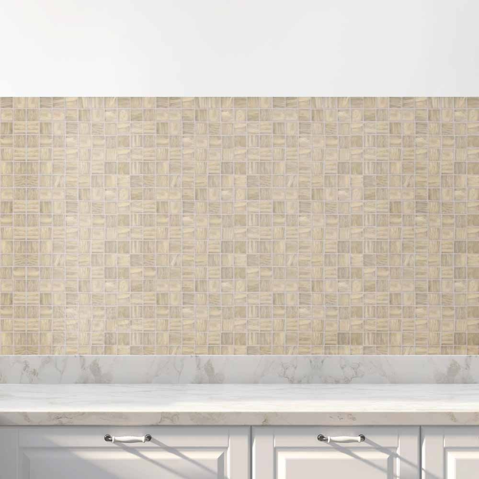 Küchenrückwand Folie Beige Mosaikoptik Hauptbild 1