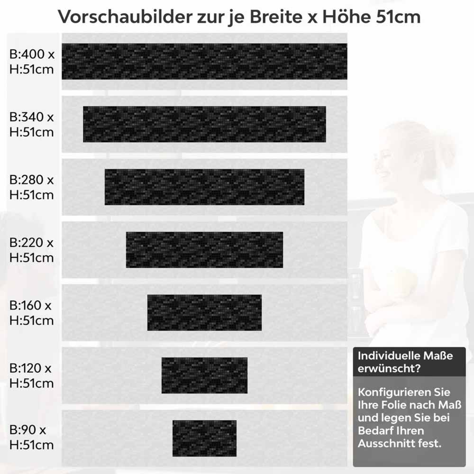 Küchenrückwand Folie Mosaik Schwarz - Dunkler Luxus Höhe 51cm