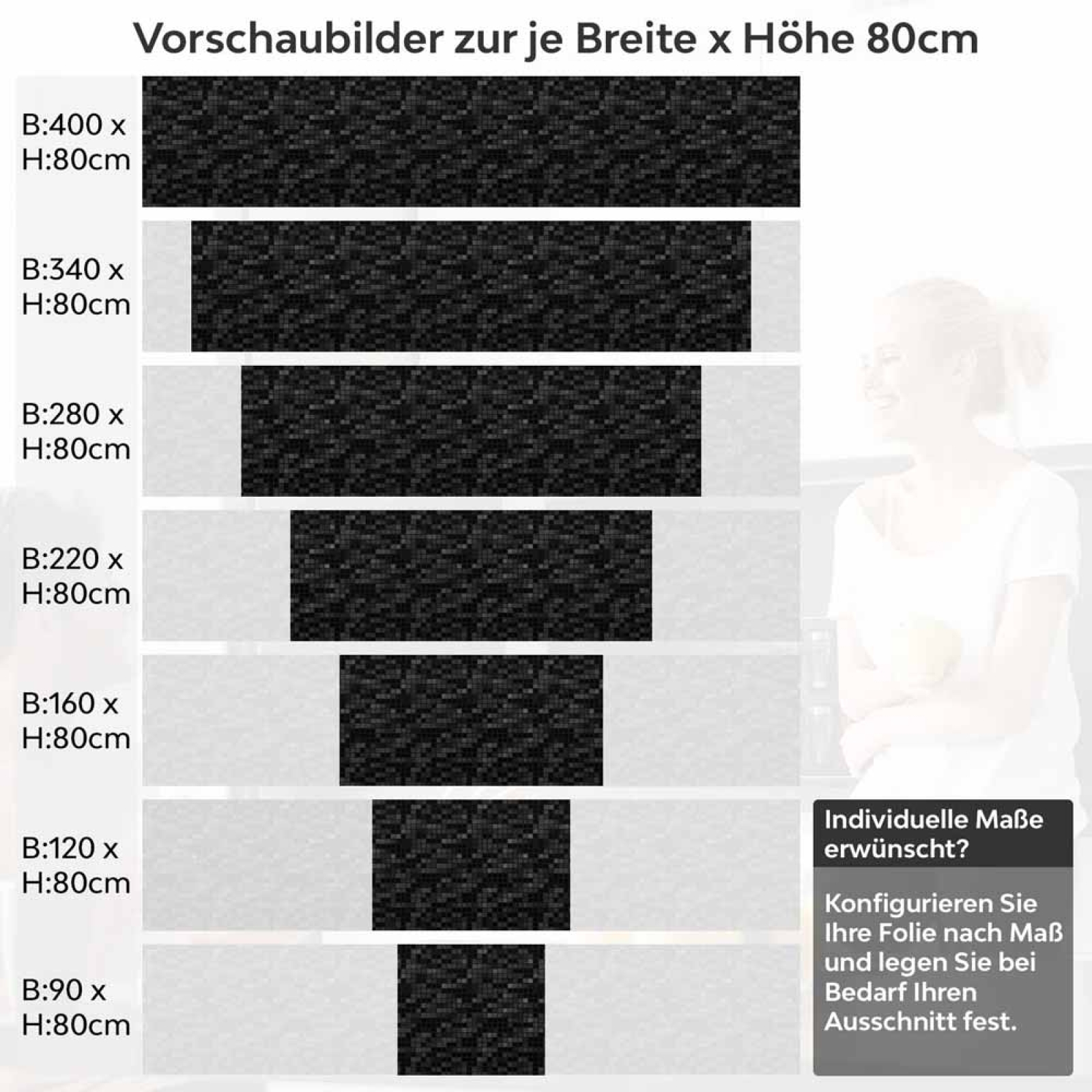 Küchenrückwand Folie Mosaik Schwarz - Dunkler Luxus Höhe 80cm