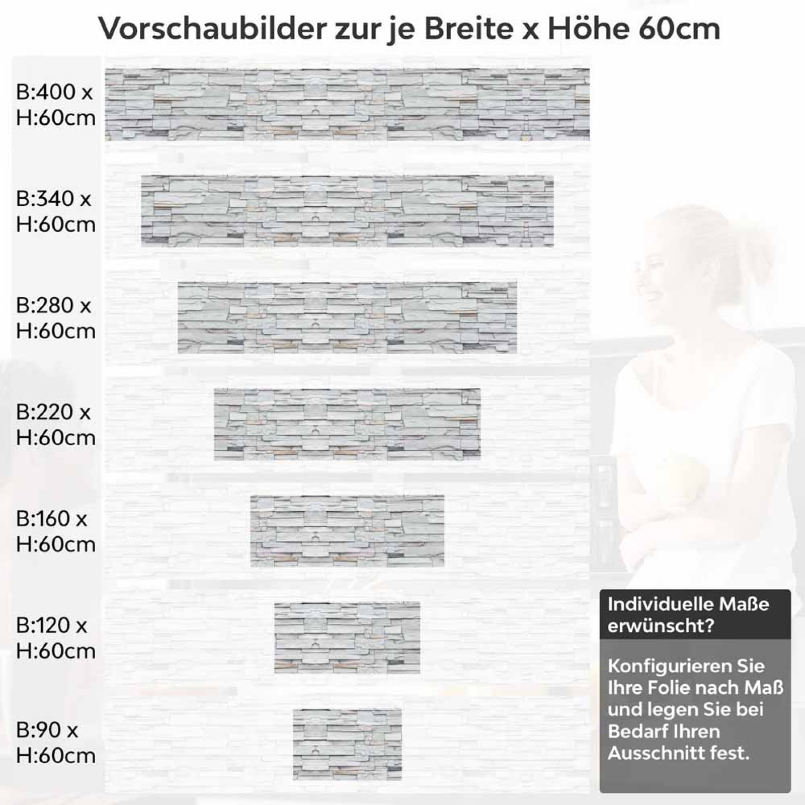 Küchenrückwand Folie Schiefersteine - Steinwandoptik für moderne Küchen Höhe 60cm
