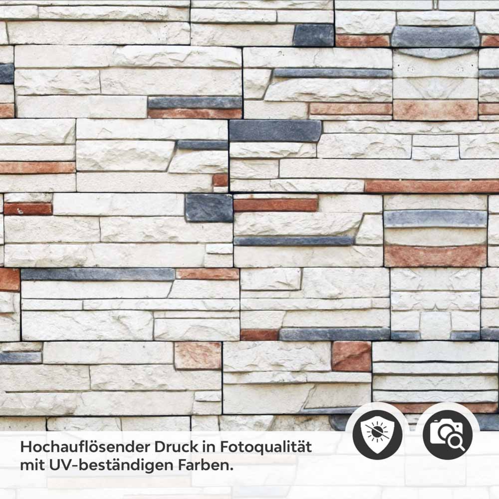 Küchenrückwand Folie Naturstein Look - Rustikaler trifft Farbe Detailbild 2