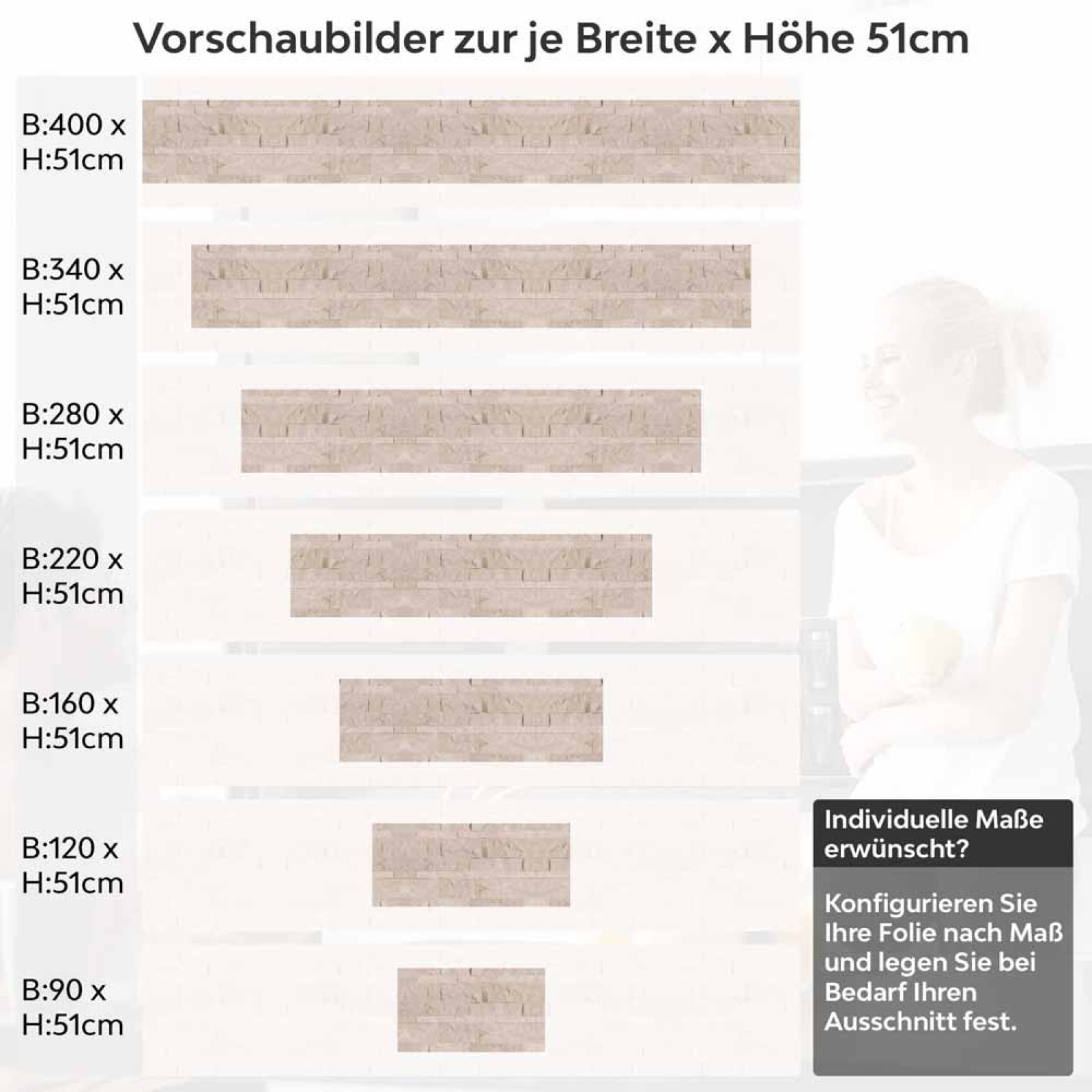 Küchenrückwand Folie Schiefer Beige - Wohlfühlambiente für die Küche Höhe 51cm