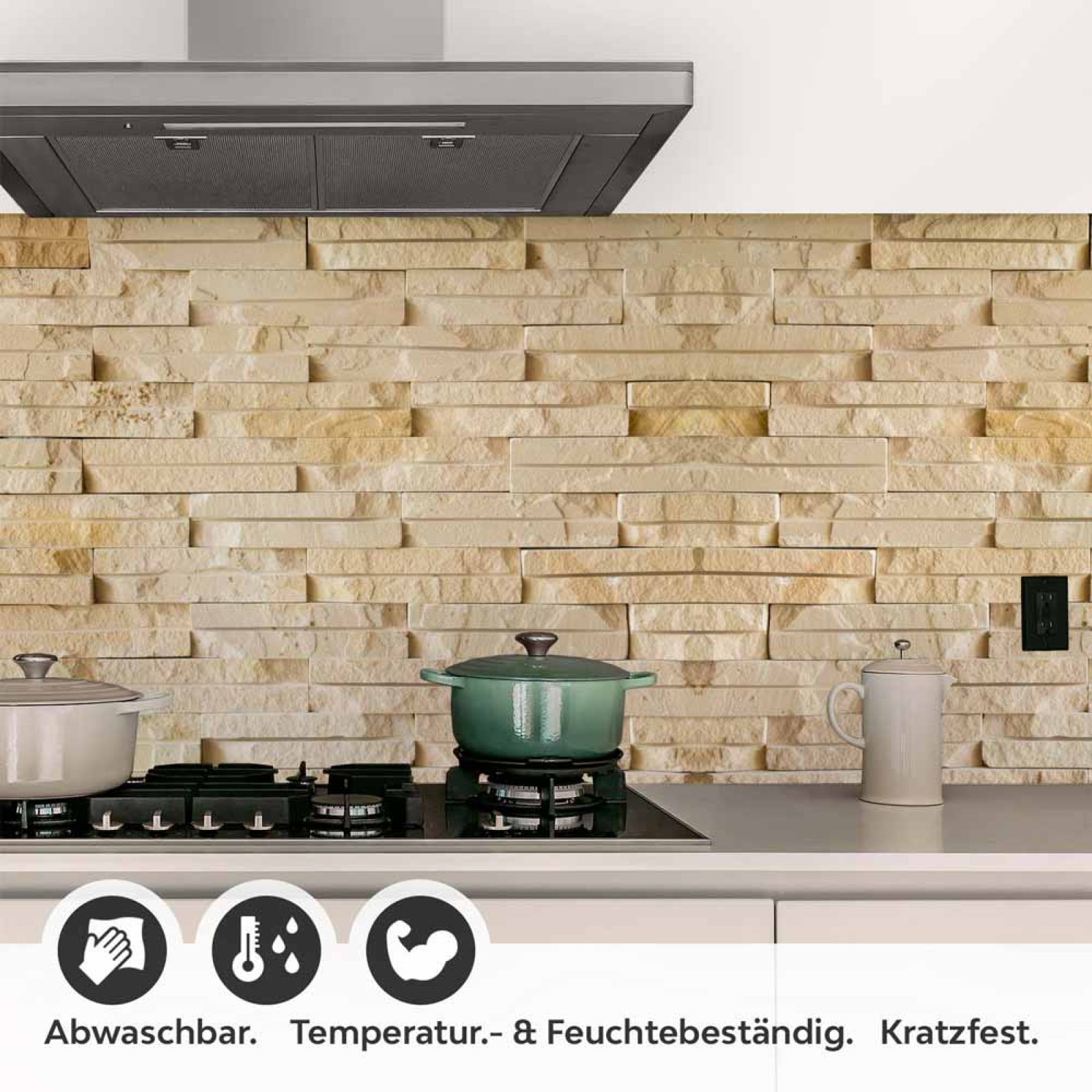 Küchenrückwand Folie Sandfarbene Schieferstruktur Detailbild 1