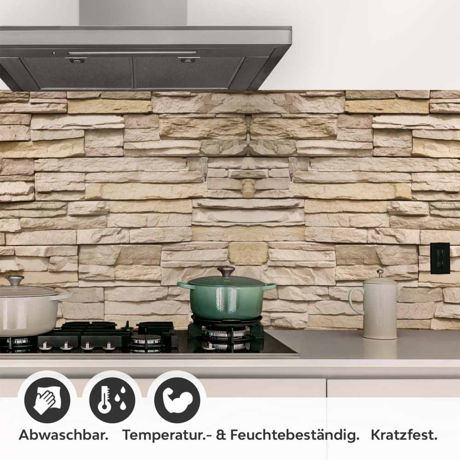 Küchenrückwand Folie Braunbeige Schichtstein Detailbild 1