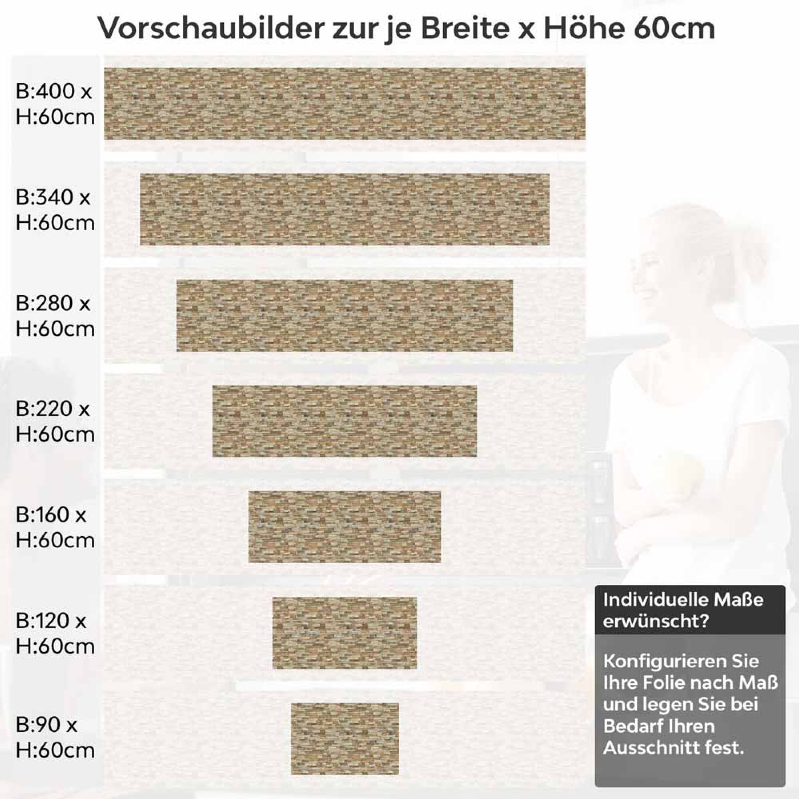 Küchenrückwand Folie Schieferstein in Erdtöne Höhe 60cm