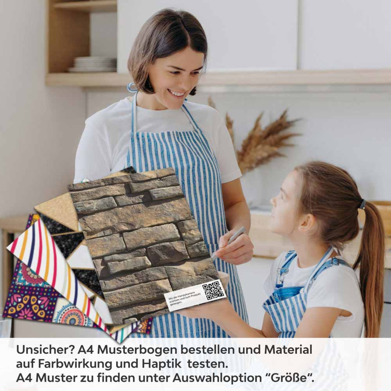Küchenrückwand Folie Steinstruktur Dunkelbraun A4 Muster