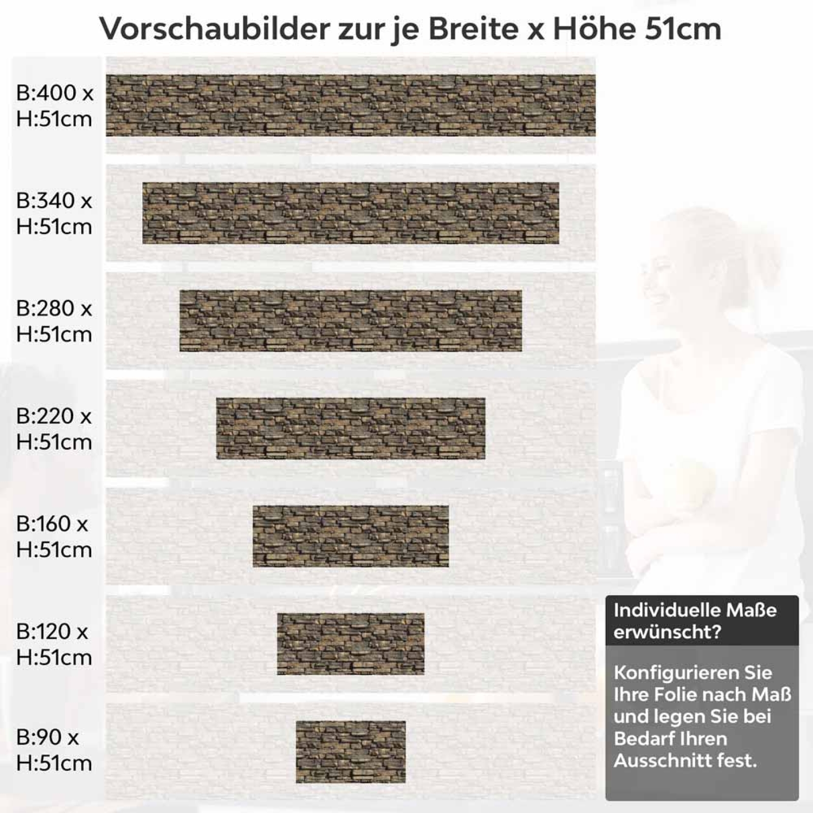 Küchenrückwand Folie Steinstruktur Dunkelbraun Höhe 51cm